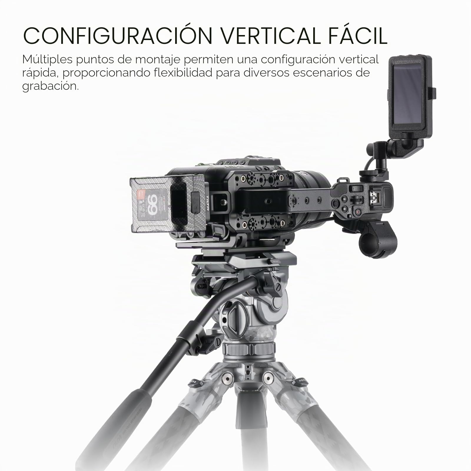 Tilta Placa de Montaje Lateral Compatible con Sony FX6, con Etiquetas de índice de cámara, 1/4"-20, 3/8"-16 con Puntos de localización y Zapata fría ES-T20-SMP