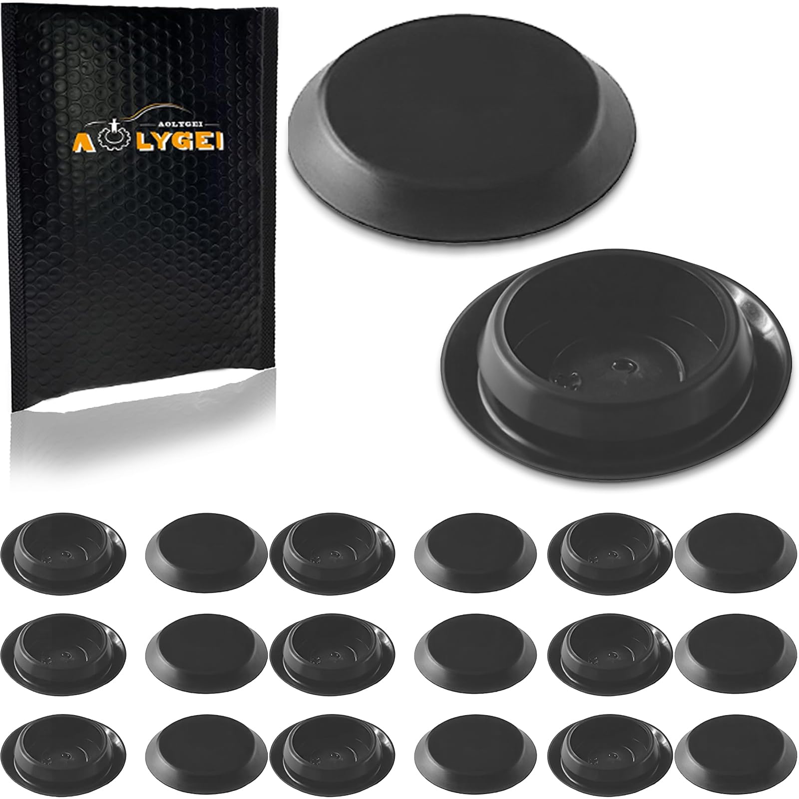AOLYGEI K59 40pcs 18.5mm (0.72 inch) Flush Mount Black Plastic Body and Sheet Metal Hole Plug