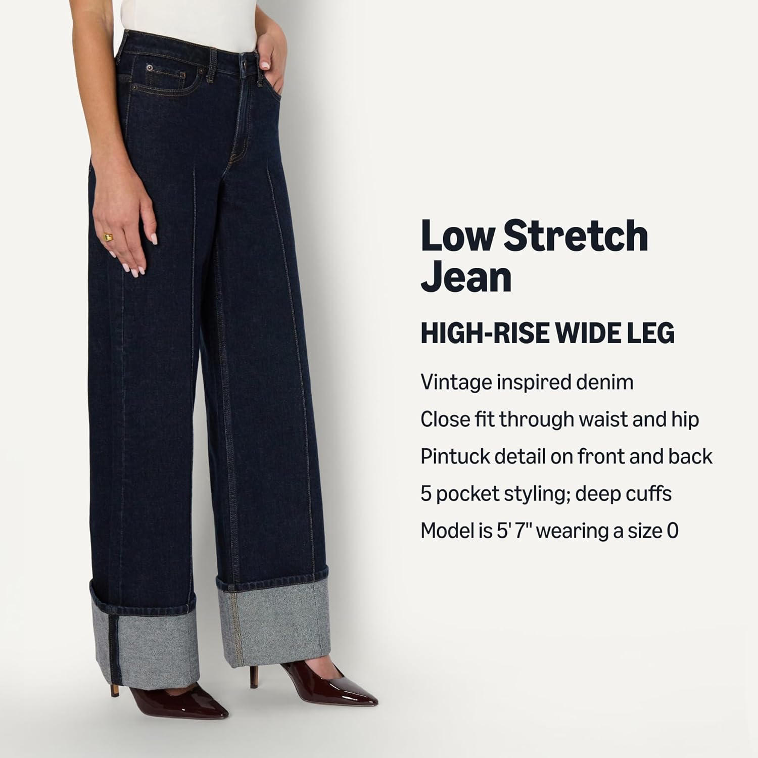 Amazon Essentials (Demi's Pick) Women's High-Rise Wide Leg Cuffed Jean - Image 4