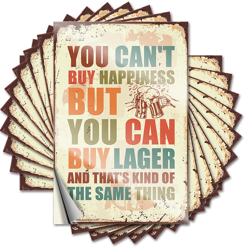 Funny Sticker Garage Coastal You Can't Buy Happiness But You Can Buy Lager for Birthday - Farm Kitchen Decor Easy Peel Removable(12X18CM)