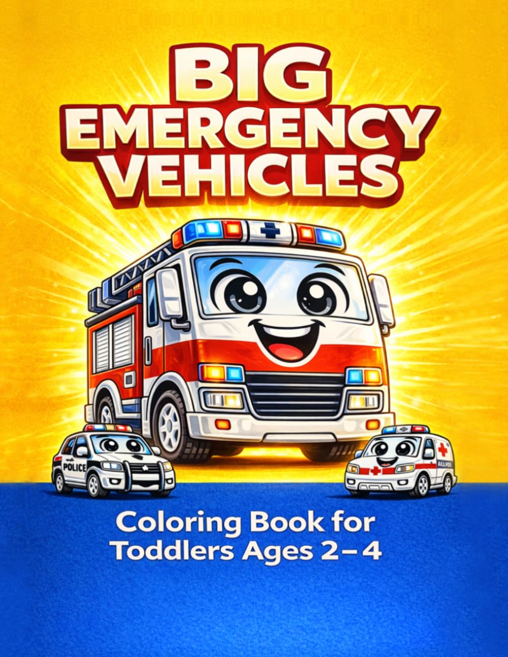 Big Emergency Vehicles Coloring Book for Toddlers Ages 2–4: 50 Big and Easy Rescue Vehicle Coloring Pages with Fire Trucks, Police Cars, Ambulances, and More (Big & Easy Vehicles Collection)