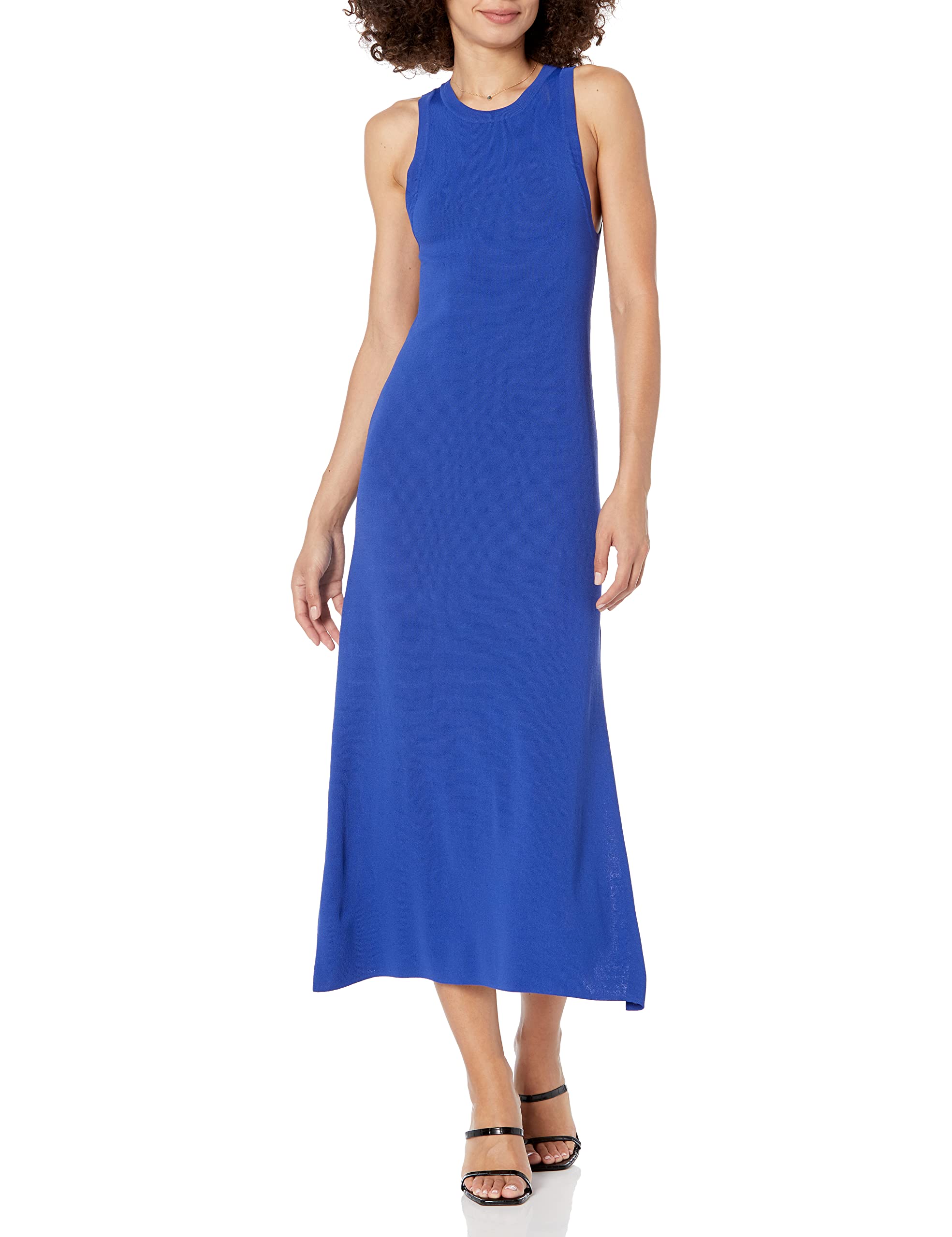 The Drop Women's Gabriela High Neck Cut-in A-line Side-Slit Maxi Sweater Dress