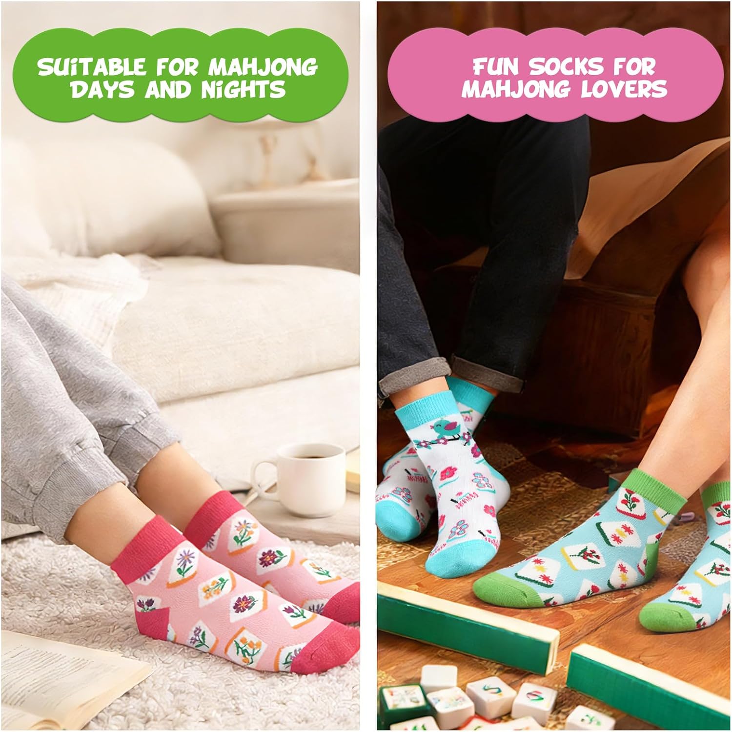 gisgfim Mahjong Socks Womens Funny Lucky Mahjong Socks for Women Men Classic Patterns Set Themed Ankle Sock Mah Jongg