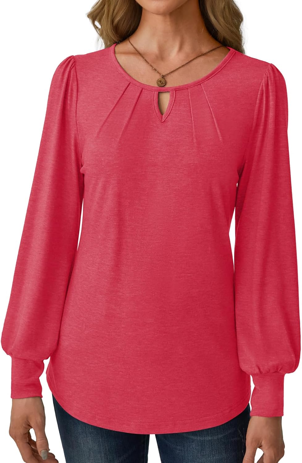 Womens Long Sleeve Tops Dressy Business Casual Blouses Basic Loose Fit V Neck Work Shirt 2025 Fall Clothes Outfits - Image 5