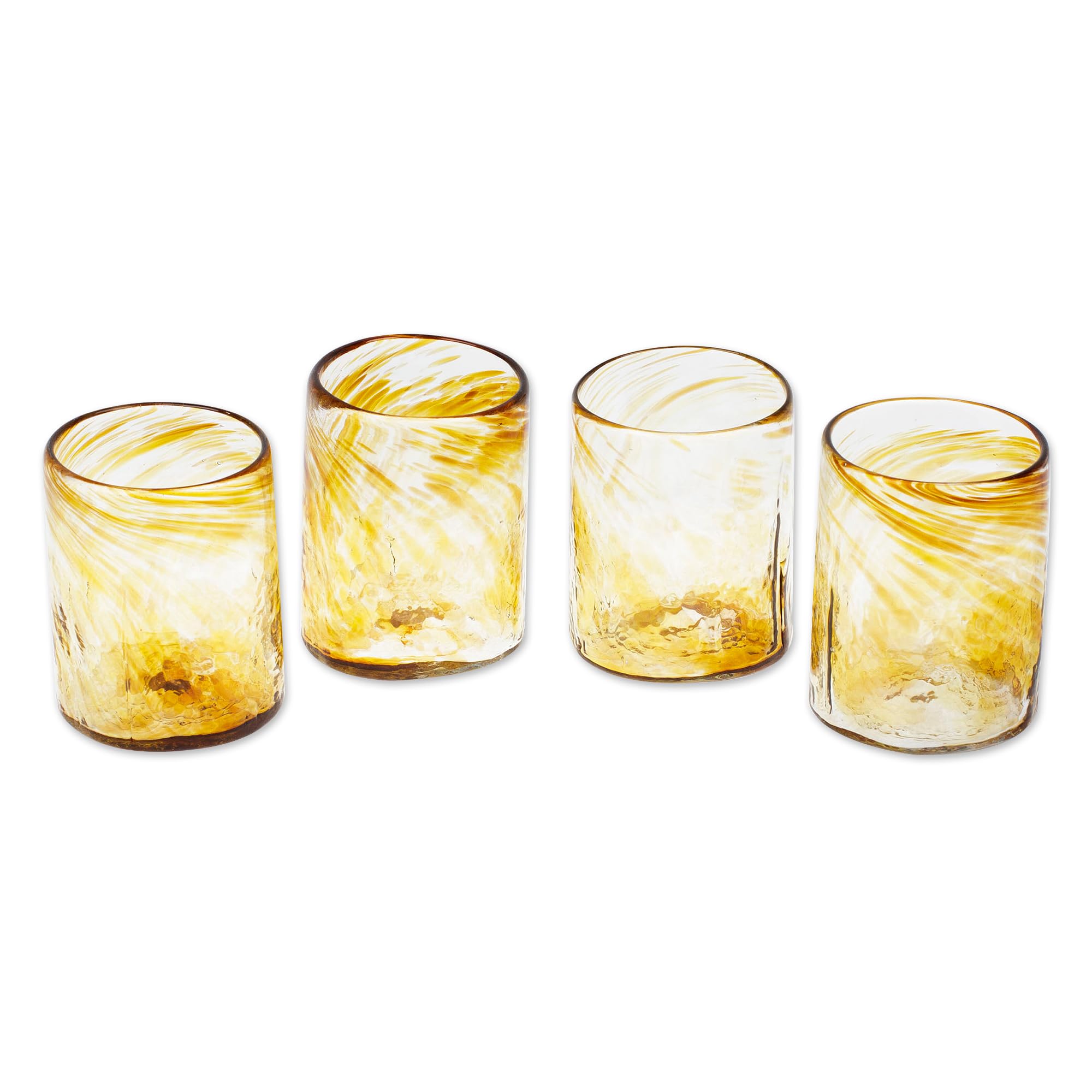 NOVICA Garden Relaxation In Amber Juice Glasses Drinkware From Mexico Garden Relaxation In Amber