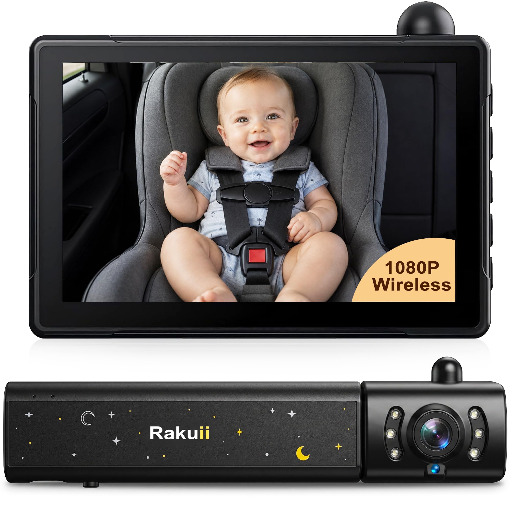 Rakuii Wireless Baby Car Camera, Baby Monitor, Back Seat Camera for Baby