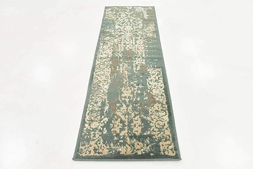 Miniatura 5 de Unique Loom Tuareg Collection - Alfombra vintage envejecida tradicional, 2 x 6 pies, verdebeige