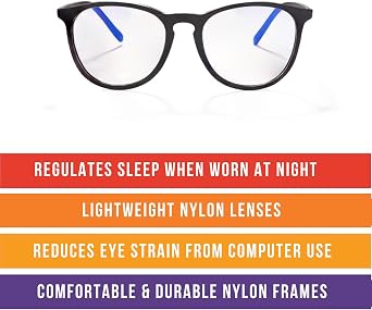 BluBlocker Hyde Park Tech Glasses (Black): Healthier Eyes and Better Sleep. Blue Light Glasses for Computer, TV, Gaming.