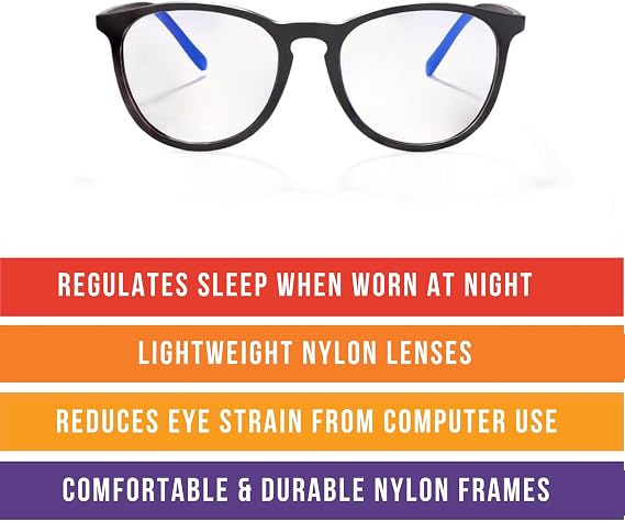 BluBlocker Hyde Park Tech Glasses (Black): Healthier Eyes and Better Sleep. Blue Light Glasses for Computer, TV, Gaming.