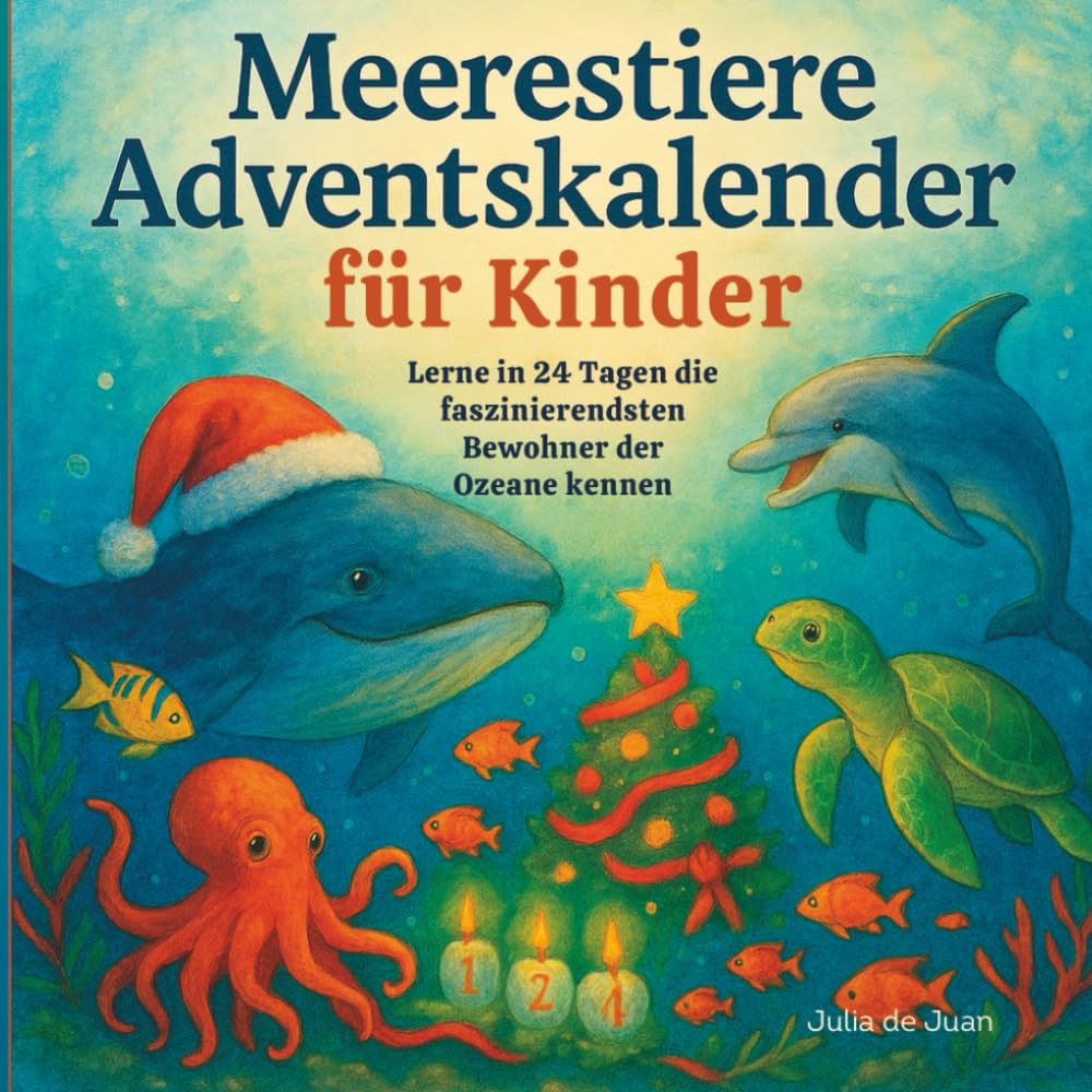 Meerestiere Adventskalender für Kinder: Lerne in 24 Tagen die faszinierendsten Bewohner des Ozeans kennen: Wissen statt Schokolade - Tauche ein in 24 magische Tage unter Wasser!