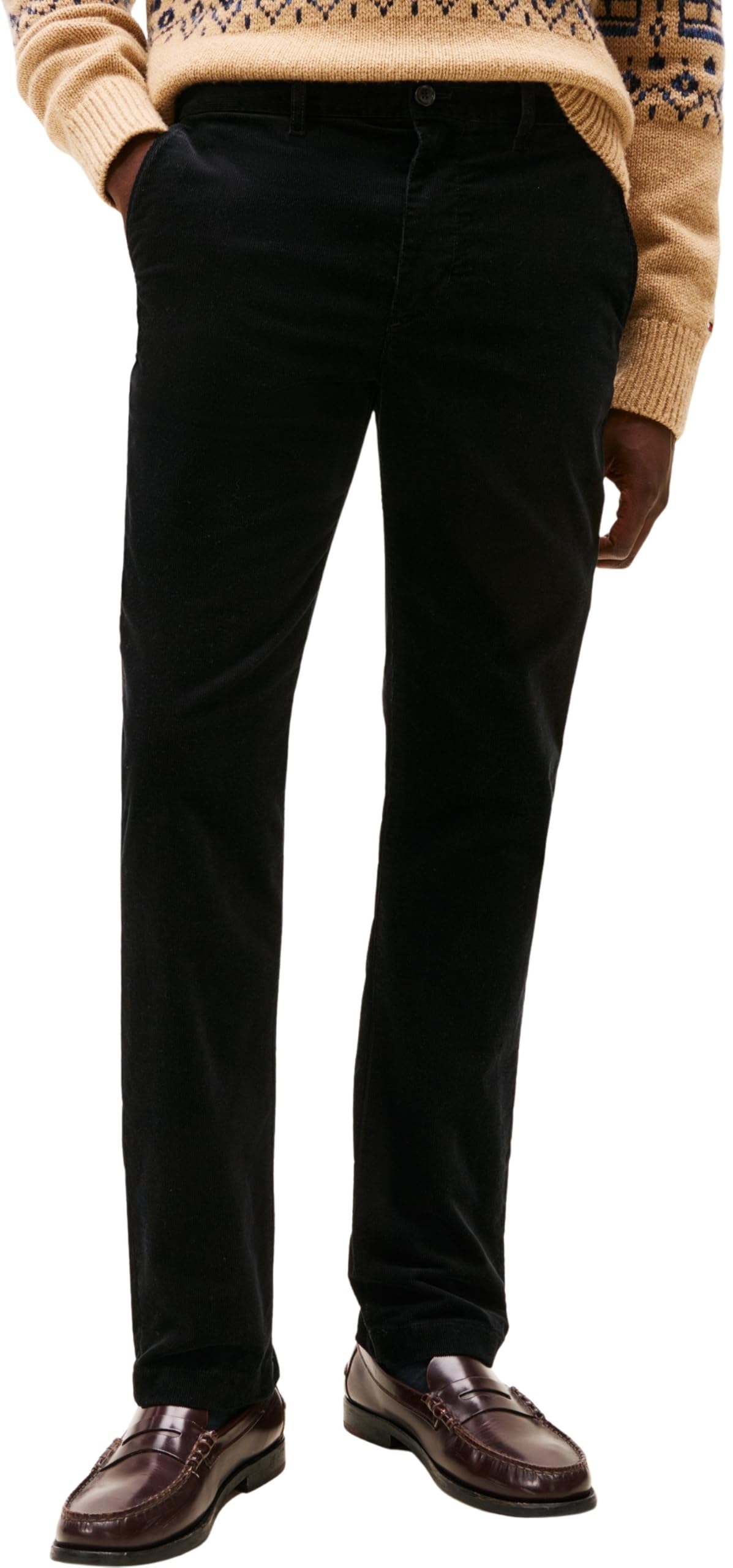 Tommy Hilfiger Men's Denton Corduroy Straight Fit Chinos, Black (Black), 34W/30L