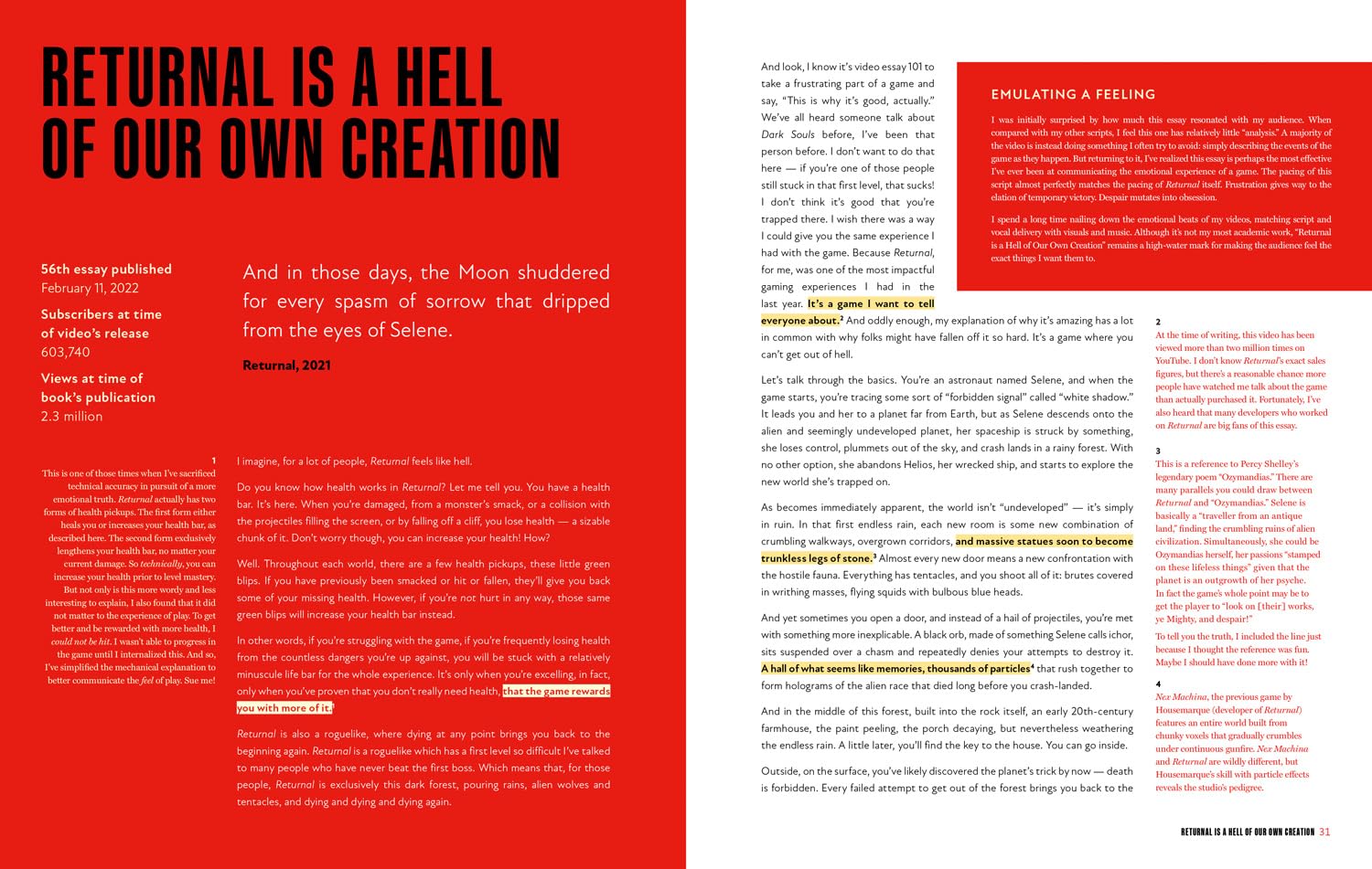 How a Game Lives: The Annotated Essays of Jacob Geller, with brand-new commentary, analysis and original art. Perfect for fans of video game history and internet culture.