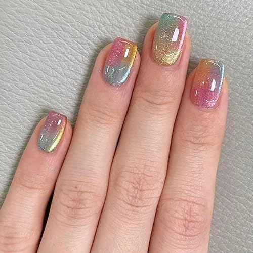 Cat Eyes Press on Nails Medium Square Fake Nails with