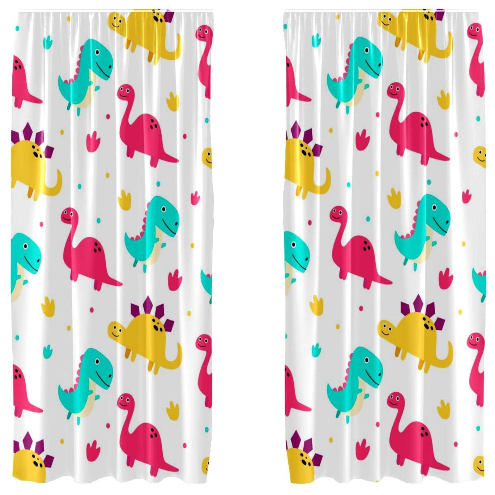 Cortinas de dinosaurio de 55 x 84 pulgadas y bolsillo para barra juego de 2 paneles