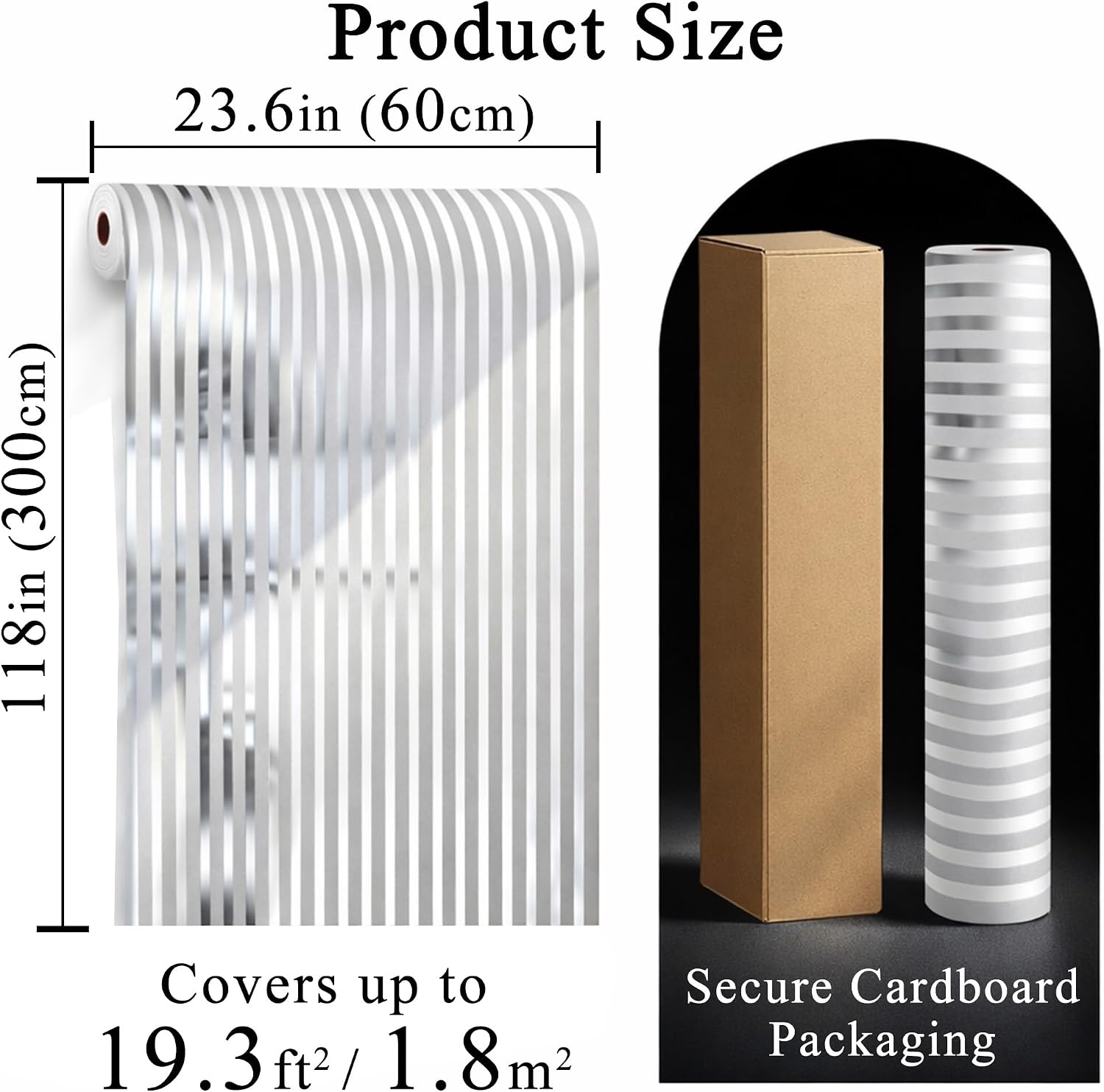 Silver Metallic Peel and Stick Wallpaper, Glossy Stripe Texture Vinyl Wall Panels, Waterproof Renter Friendly, 23.6" x 118", TV Accent Wall, Bathroom, Foyer, Coffee Shop Decor