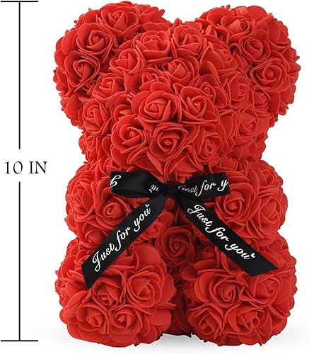 Miniatura 2 de KZEBRA Oso de rosas con caja, oso de peluche de rosas, cachorro de oso de flores para su día de San Valentín, boda, día de la madre, fecha,