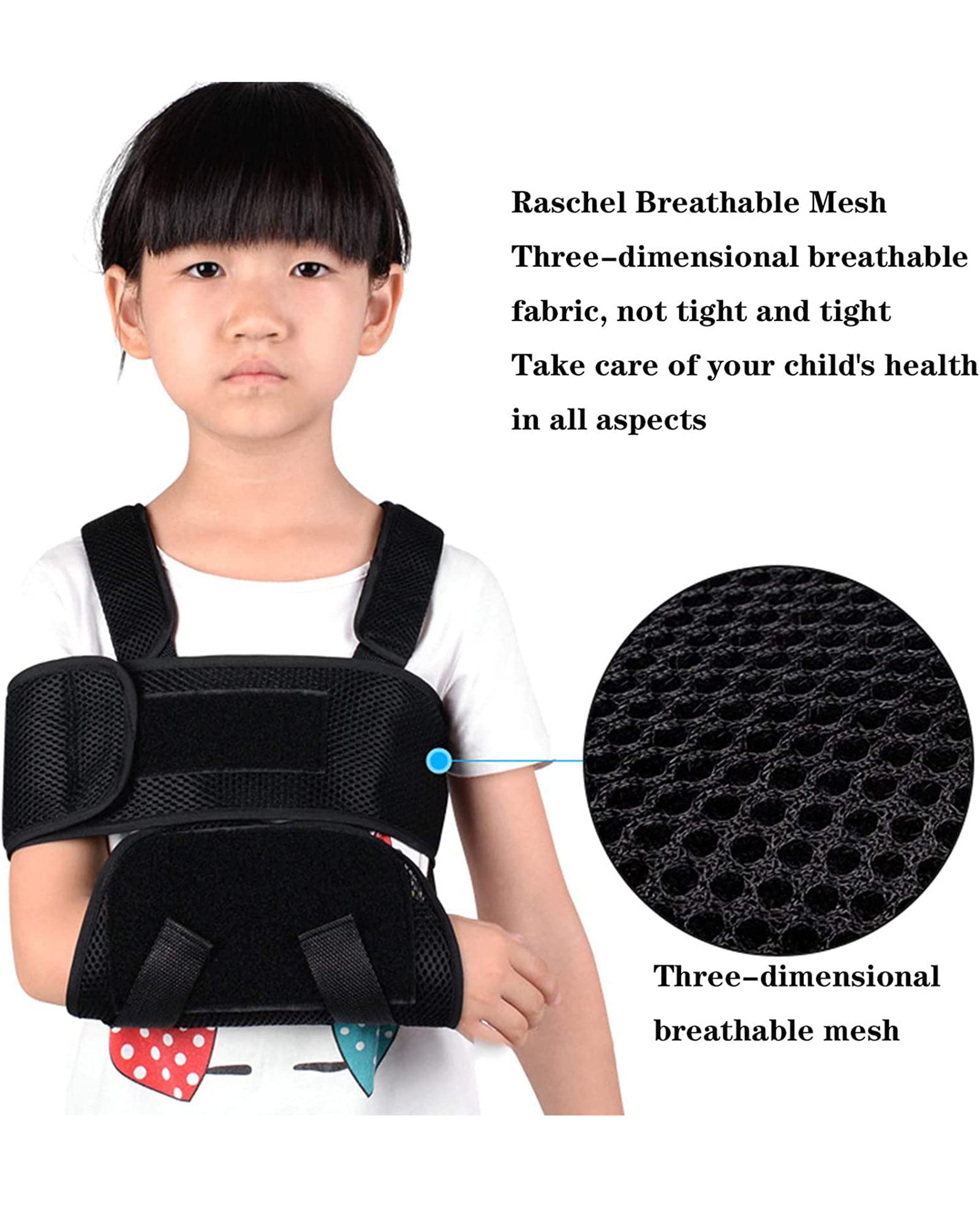 Cabestrillo de brazo fracturado de antebrazo para niños, soporte de brazo ajustable, correa de soporte, inmovilizador de lesiones de hombro transpirable para esguinces de dislocación, L (M)