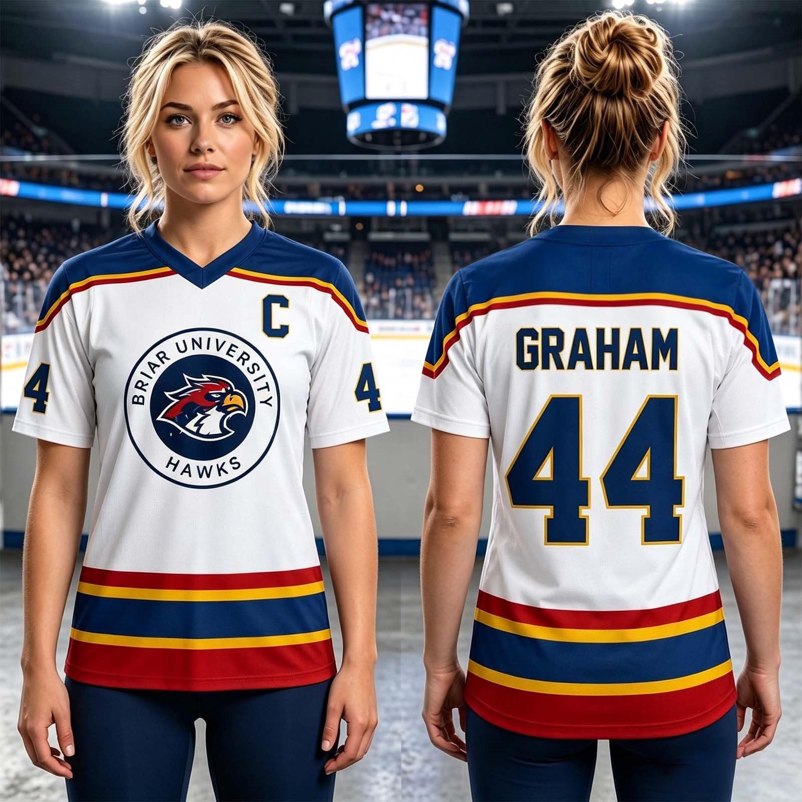 Maillot de Hockey Grahams 44 Col V Uniforme Hockey sur Glace Manches Courtes