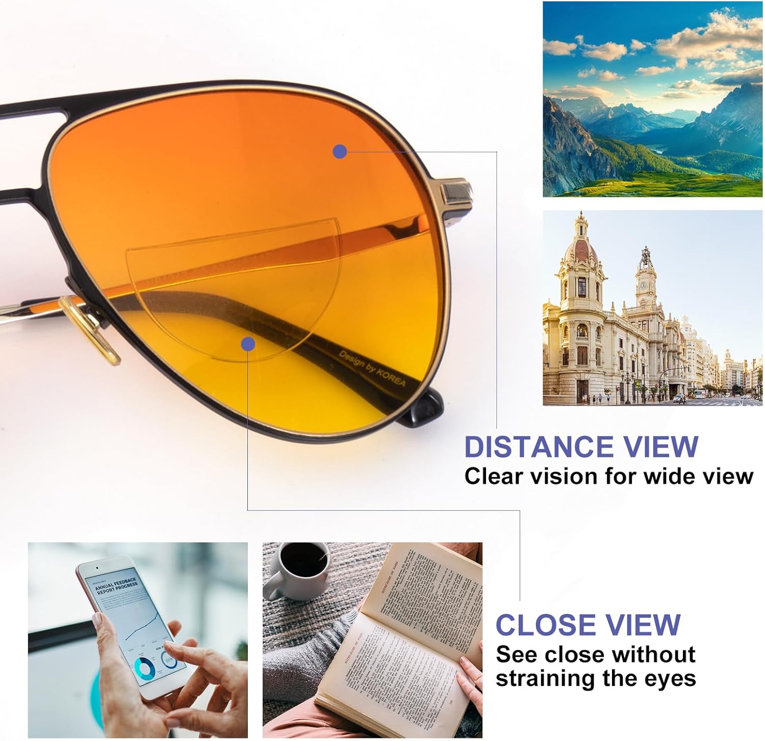 Lentes de lectura bifocales adhesivas, aumento adhesivo para gafas