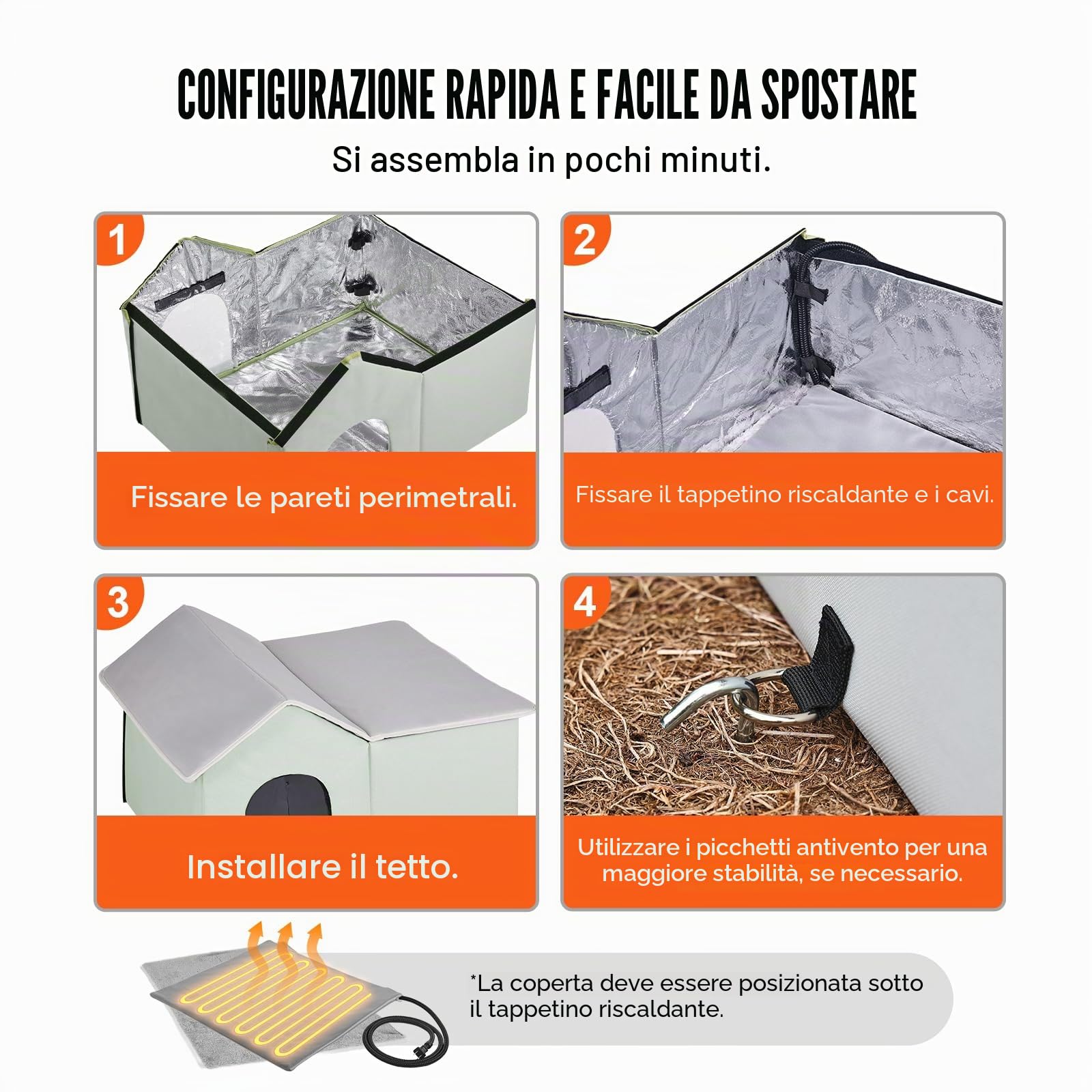 VEVOR Riscaldato per Gatti 65x53 cm, Tessuto Oxford 600D, Regolabile 40-60℃, Verde