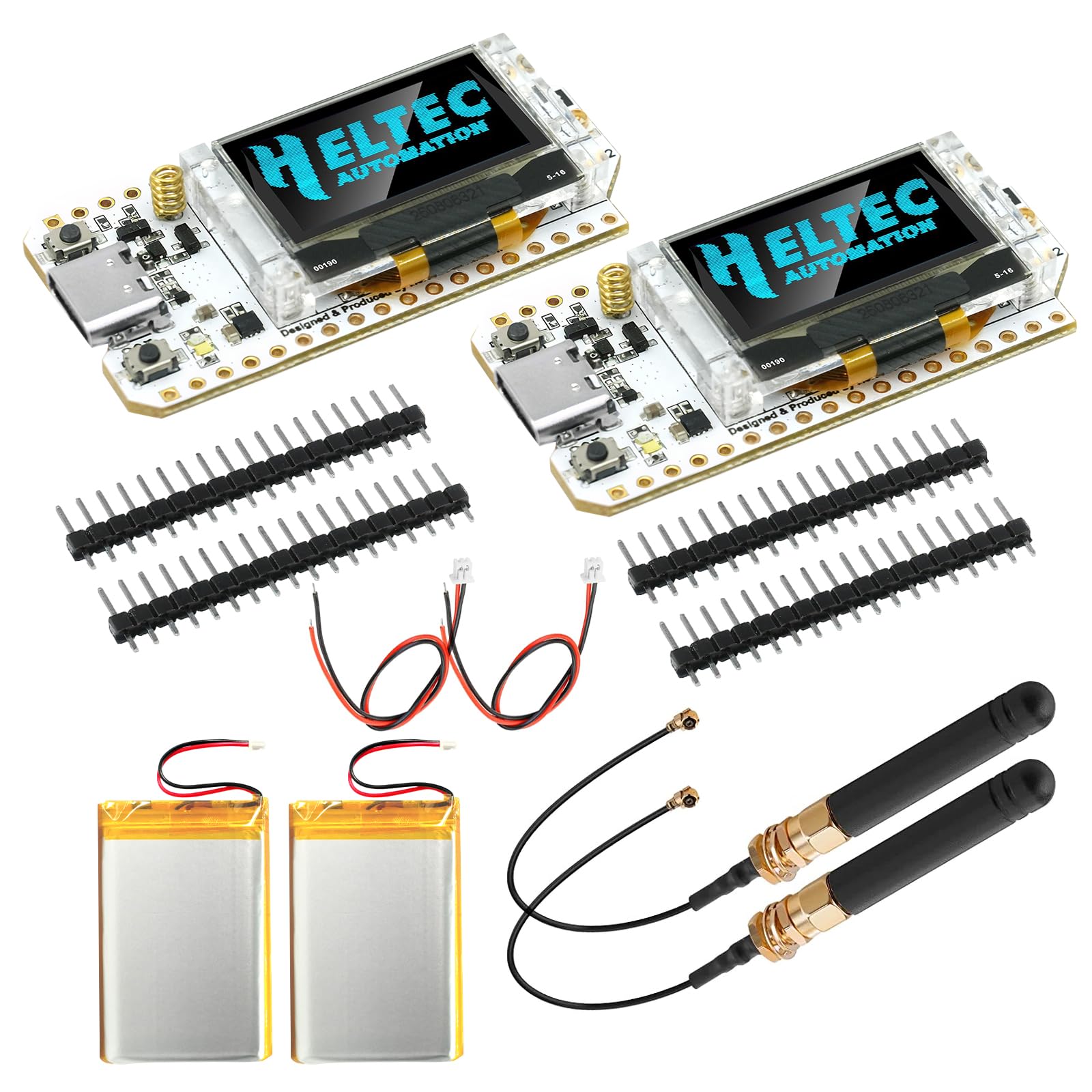 RUIZHI ESP32 V3 LoRa Board per Meshtastic, LoRa ESP32 V3 Moduli con 868MHz Antenne e 3000mAh Batteria con 0,96″ OLED Display e WiFi Bluetooth 1262 Chip Compatibilità con Meshtastic IoT Arduino(2 Pcs)