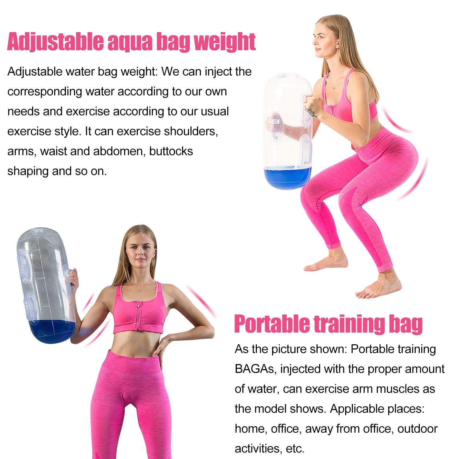 DEWU Bolsa de agua para fitness, tanto para entrenamiento de núcleo como de equilibrio, alternativa para bolsa de arena, gimnasio, saco de agua de entrenamiento de fitness con carga de peso para