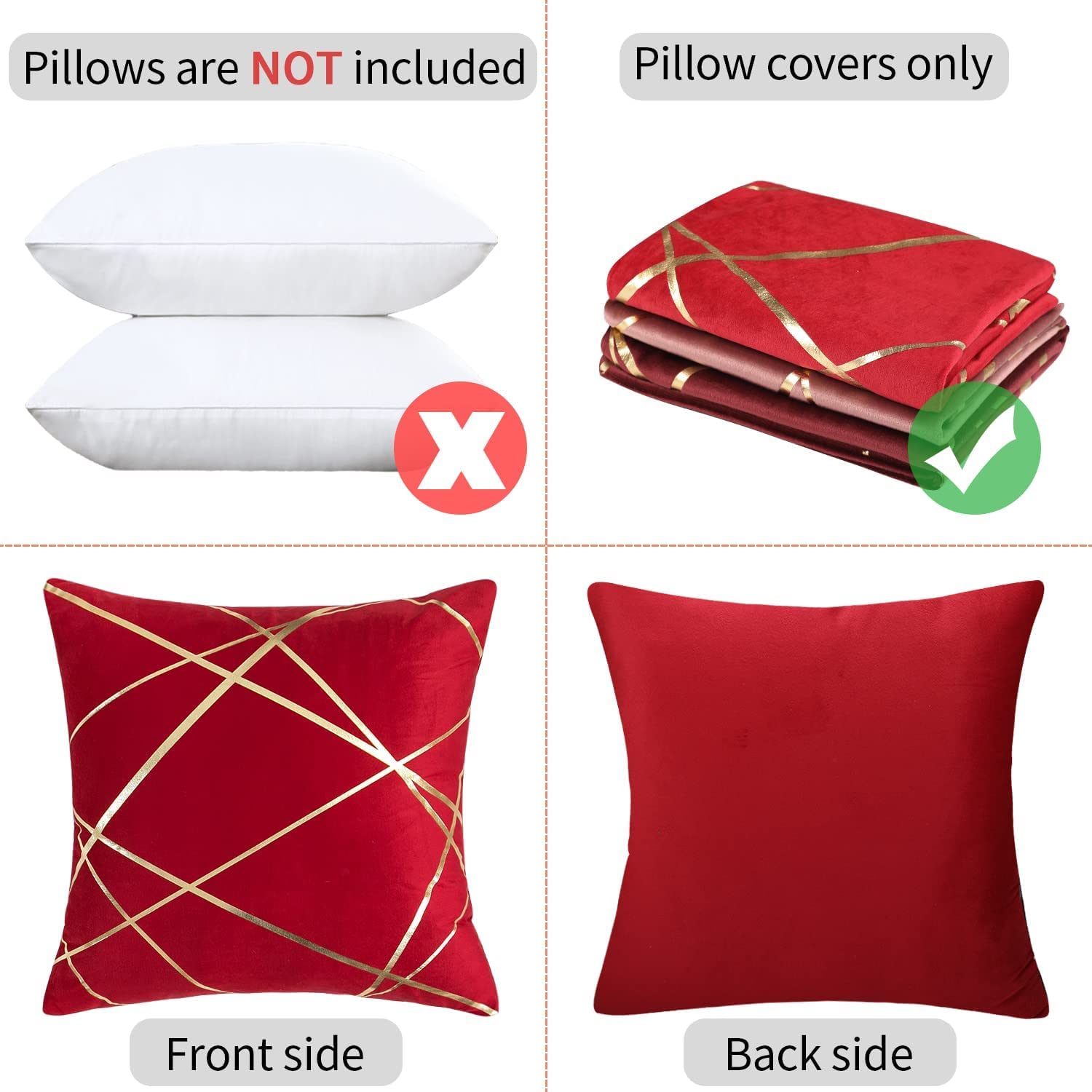 HWY Set Di 50 Federe Decorative In Velluto Metallizzato Raissa – 50x50 Cm Con Cerniera – Per Divano E Letto - 3