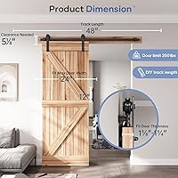 Vista 6 de EaseLife Kit de herrajes para manija y riel de puerta corrediza de granero de 4 pies, polea recta, se desliza suavemente silenciosamente, fácil