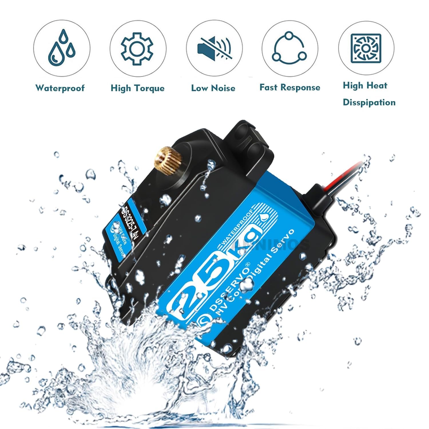 YUNIQUE Servo De Dirección RC 25KG 7.4V: Alto Par, Engranajes De Acero Inoxidable Y 180° De Movimiento. Impermeable, Ideal Para Robótica, Coches RC Y Proyectos DIY.