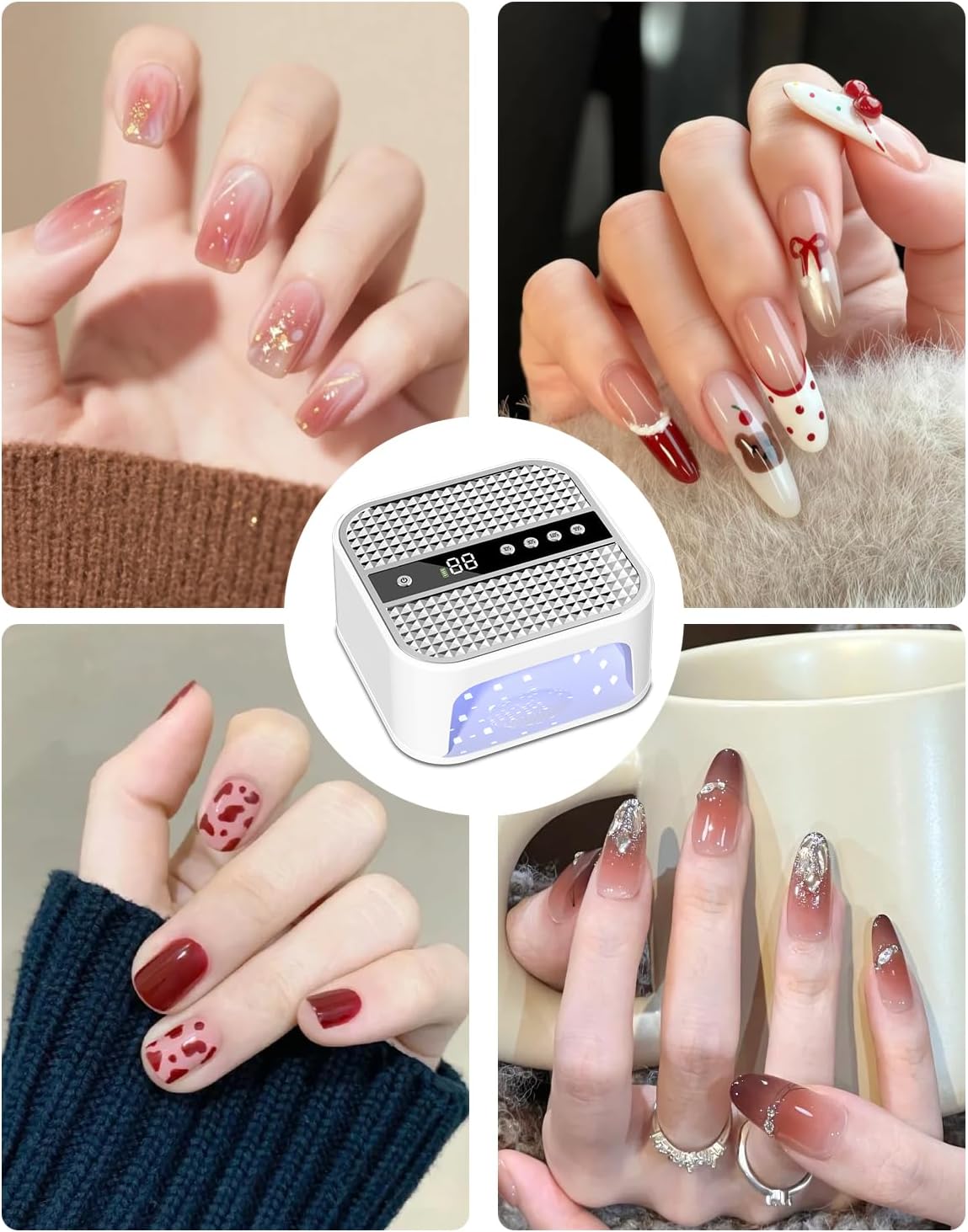 Cordless UV Nail Lamp, 55 LED Rechargeable UV Light for Gel Nails, Wireless Professional Gel Polish Light for Salon & Home