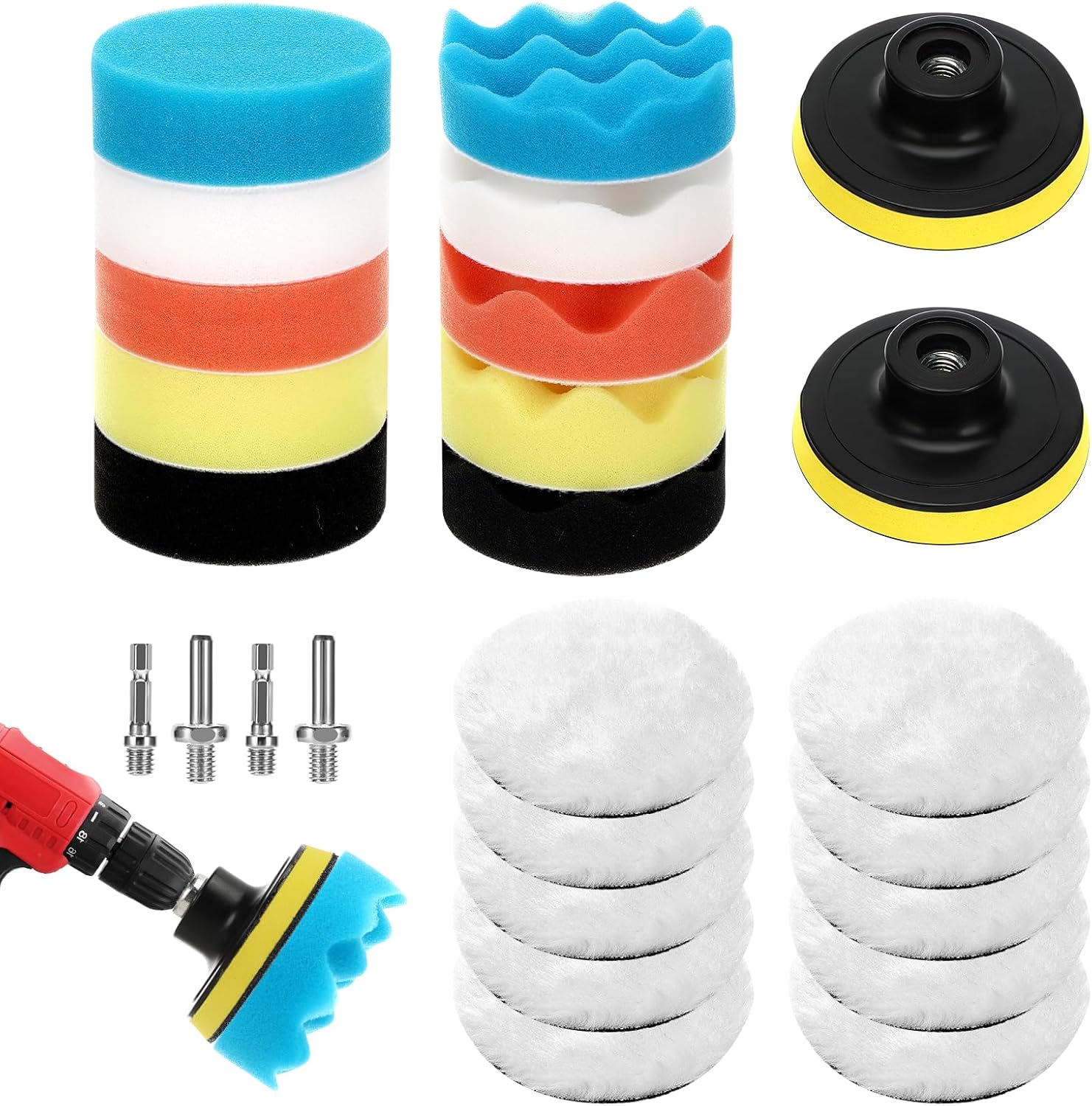 Zikenis Zikenis 26 Pièces Éponge de Polissage Kit,Kit Polissage Voit