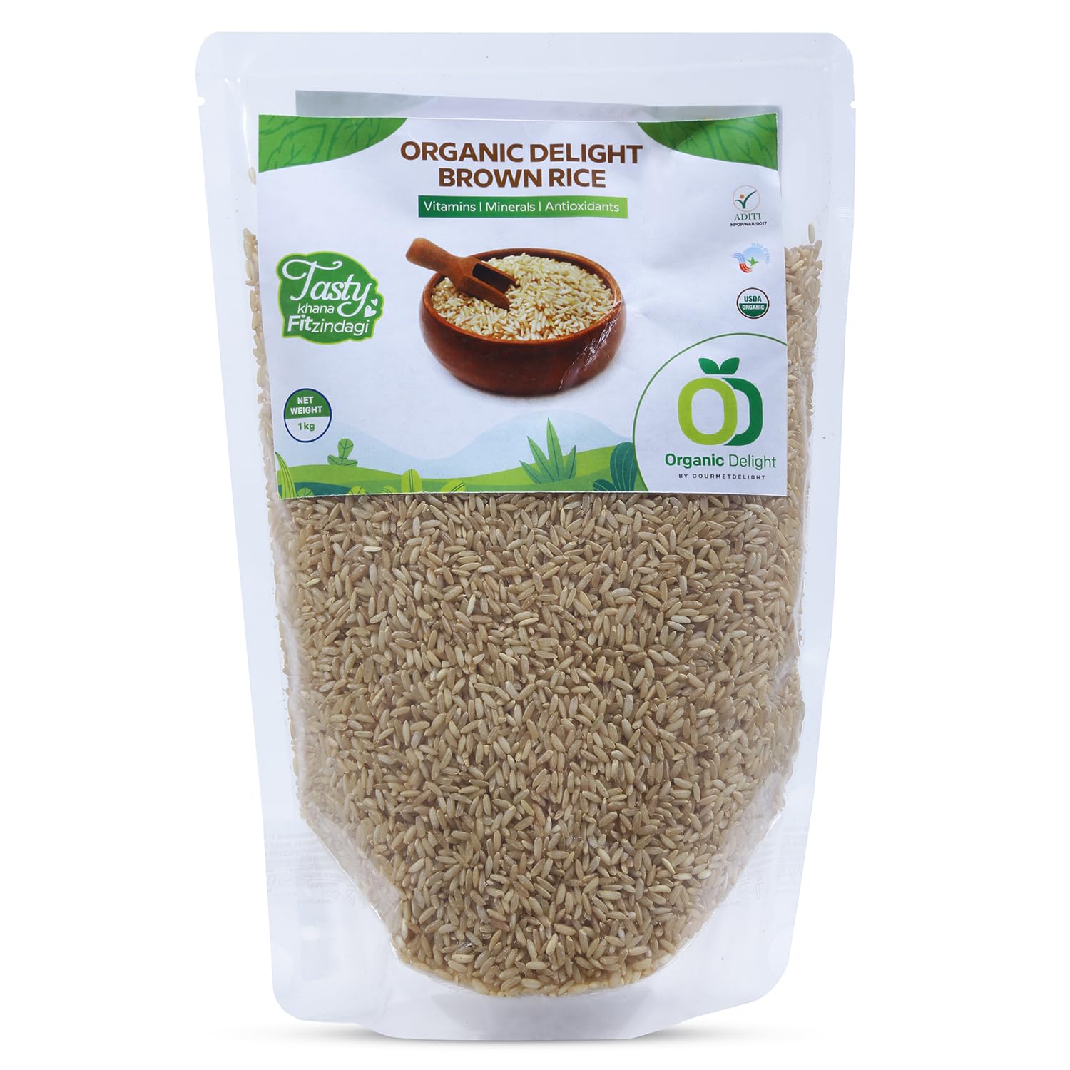 Organic Delight Brown Rice/Chawal - 1 Kg (Pack Of 1) | 100% Organic, Natural | Gluten Free, Rich In Fiber & Nutrients | Vitamins, Minerals, Antioxidants (B0CGV2NY89) Amazon Price History, Amazon Price Tracker