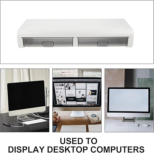Miniatura 7 de Computer Monitor Shelf with Transparent Drawer Desktop Riser for Eye Health Compact Storage Organizer for Home and Office Use