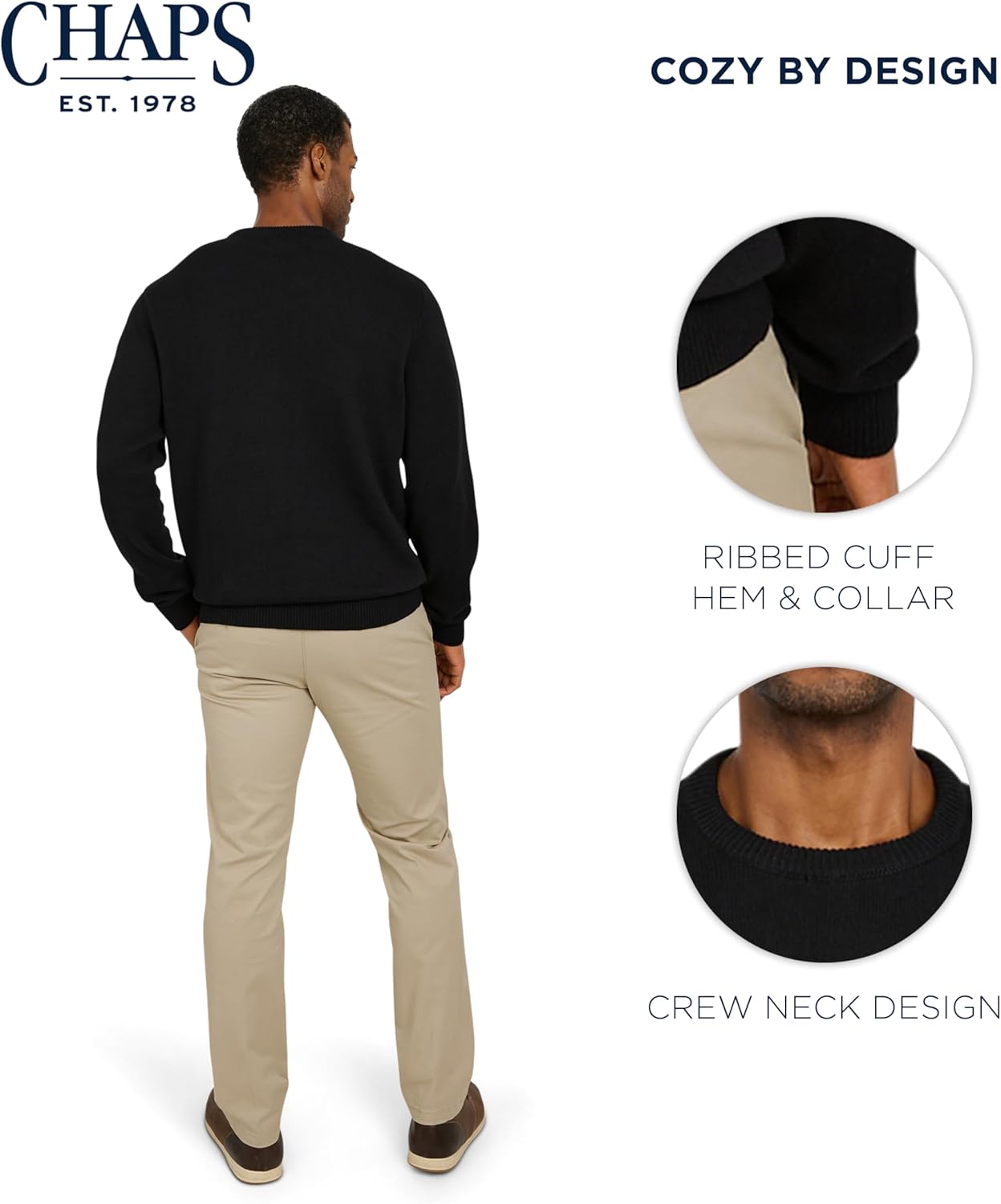 Chaps Men's Classic Fit Long Sleeve Cotton Jersey Midweight Crewneck Sweater (S-XXL) - Image 4