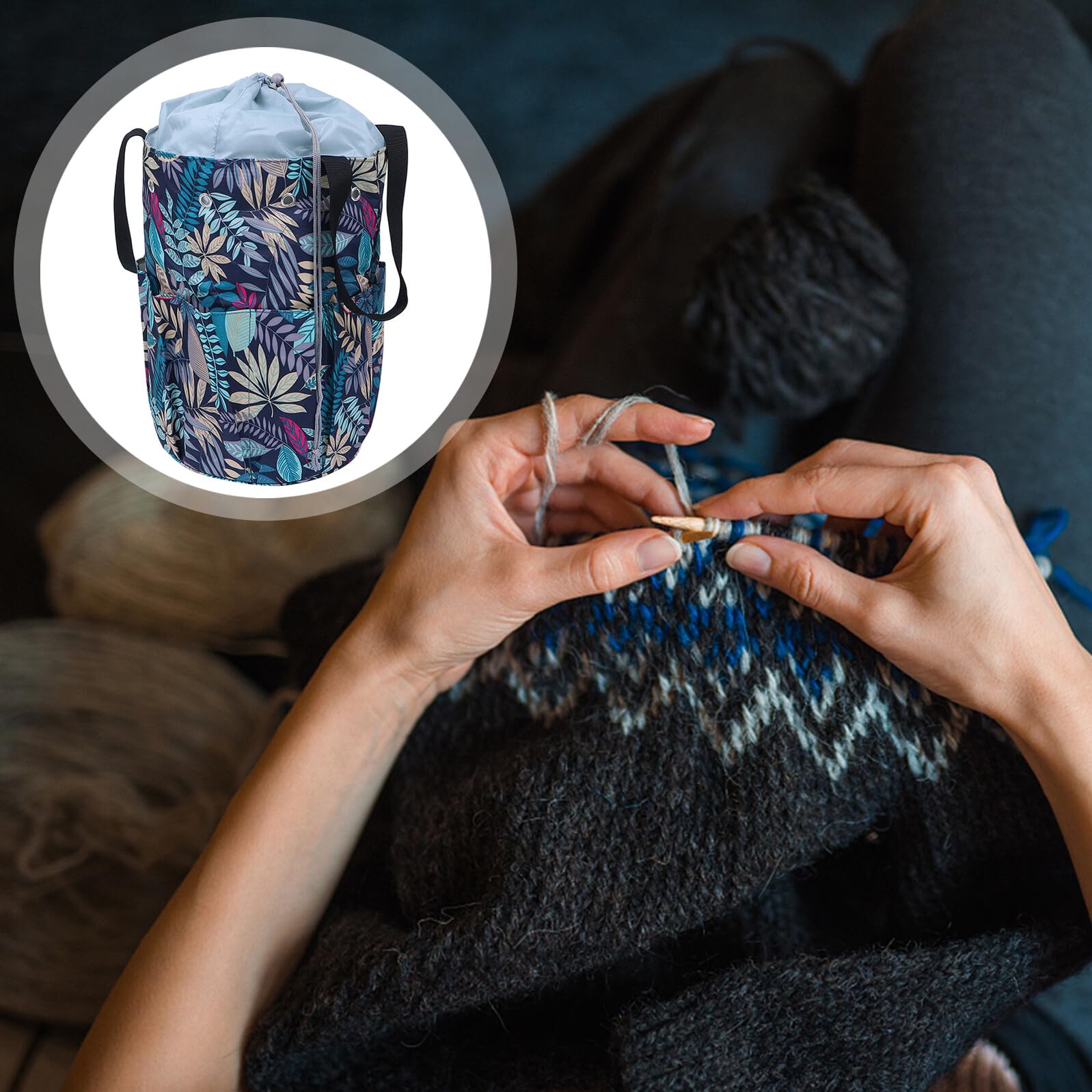 Multifunktionale Oxford Aufbewahrungstasche für Handarbeiten Widerstandsfähige Garn organizer Tasche mit Seitenfach für Häkel Strickzubehör Tragbarer Projekttasche für Garn und