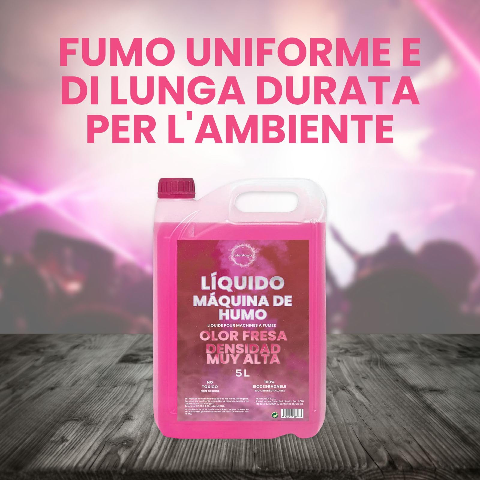 Plantawa Liquido Fumo Machine 5 Litri: Densità Molto Alta Odore Fragola, Macchina Fumo, Cannone Fumo, Fog Machine, Halloween olografico, Halloween Fumo, Fuoco d'artificio e Razzi
