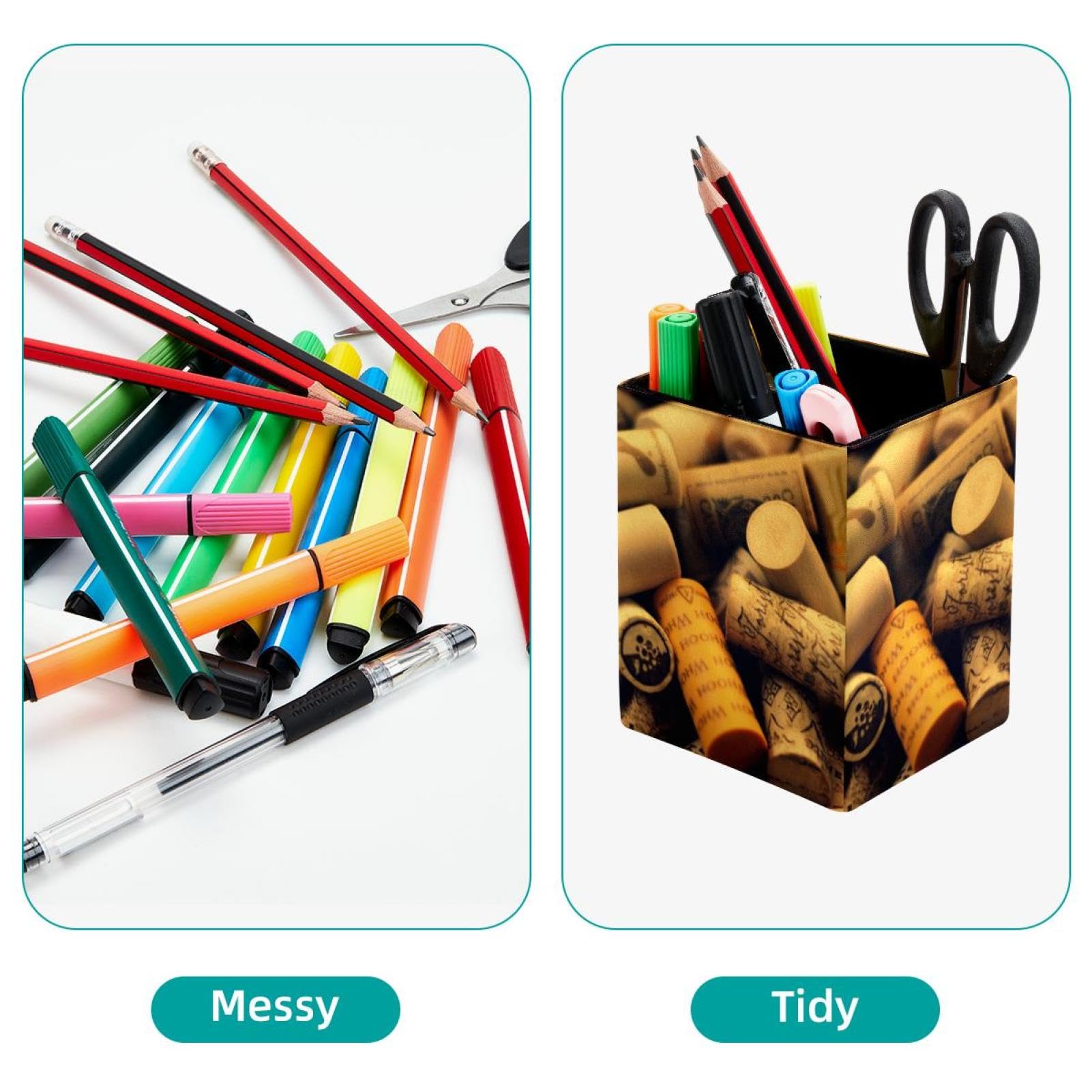 Lot De 2 Porte-crayons En Bois Et Acrylique - Dimensions 9x9x12,5 Cm - Pour Bureau, Rangement Stylos, Pinceaux