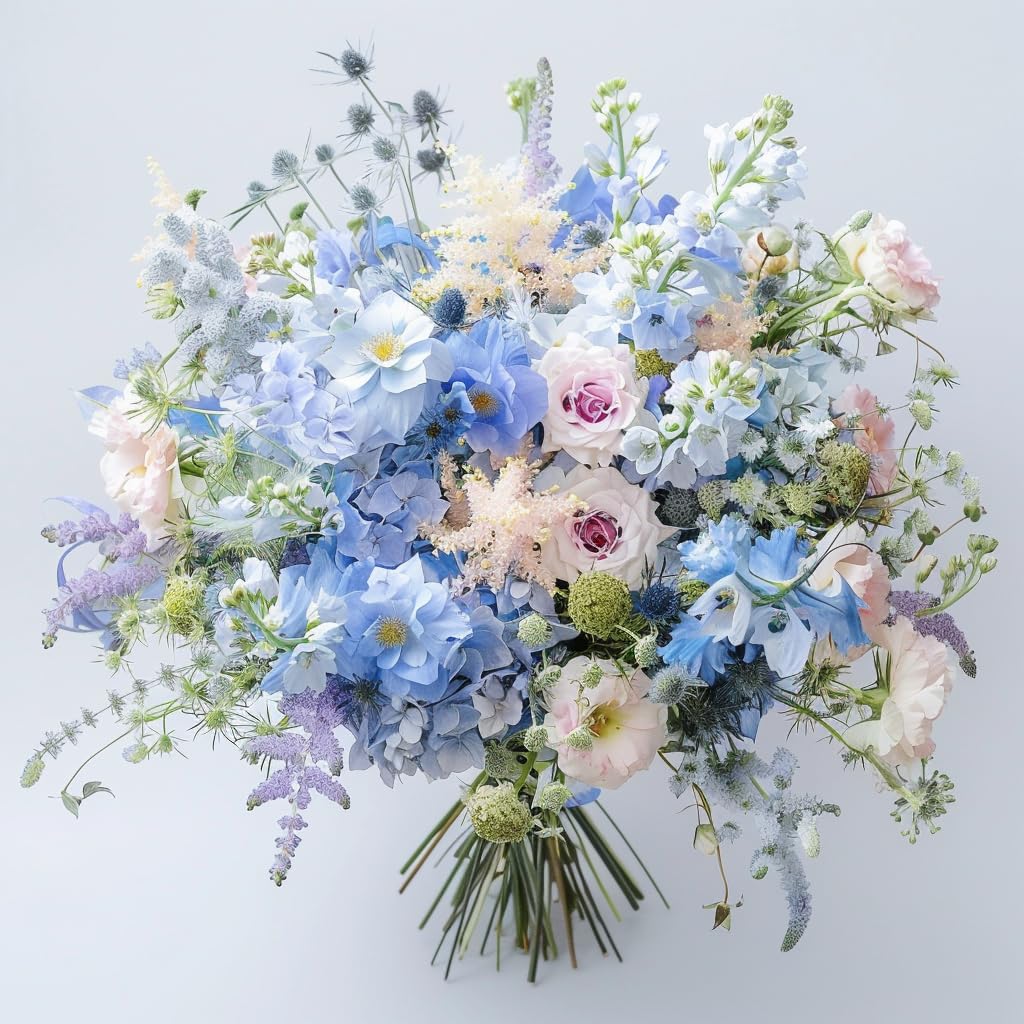 Amazon｜【お花の京花伝 - Floréclat-】生花 ブーケ 花束 ブルー 京都