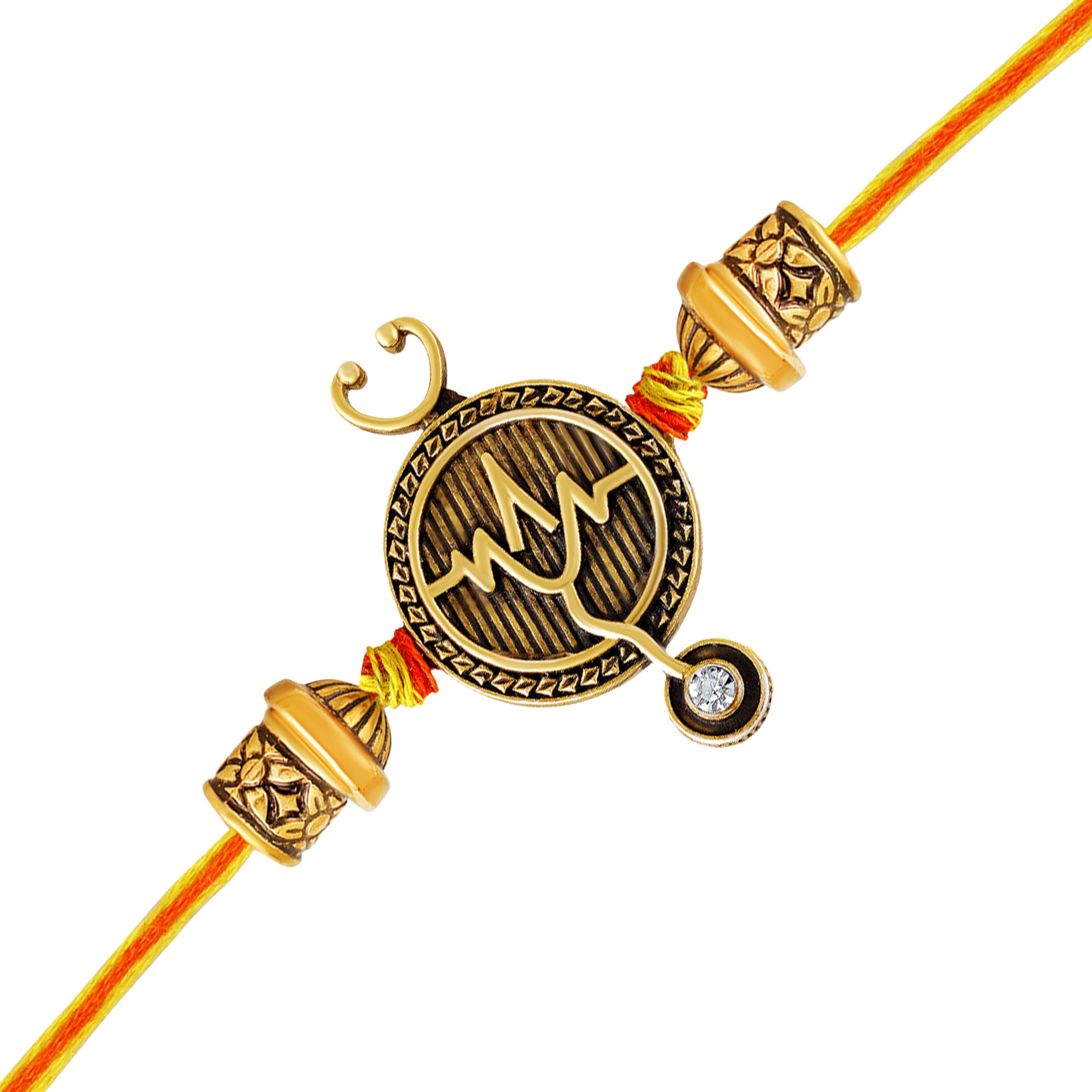 Doctor Themed Rakhi for Brother | Antique Gold Stethoscope & Heartbeat Design (RA1100833G)-image-36