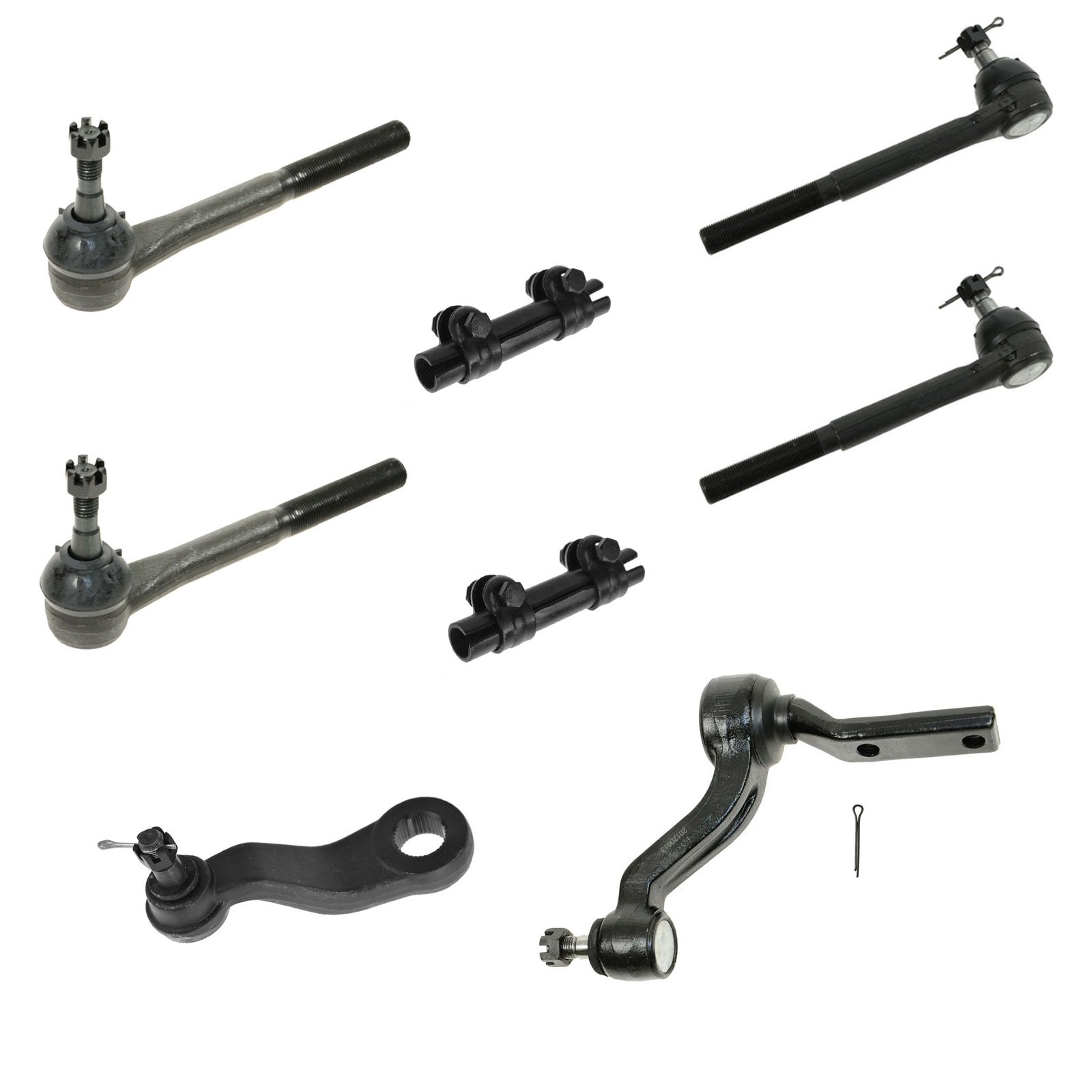 TRQ Front Steering Kit Idler Arm & Bracket Assembly Pitman Arm Tie Rod Tie Rod Adjusting Sleeve Compatible with 1988-1992 Chevrolet C1500 C2500 C3500