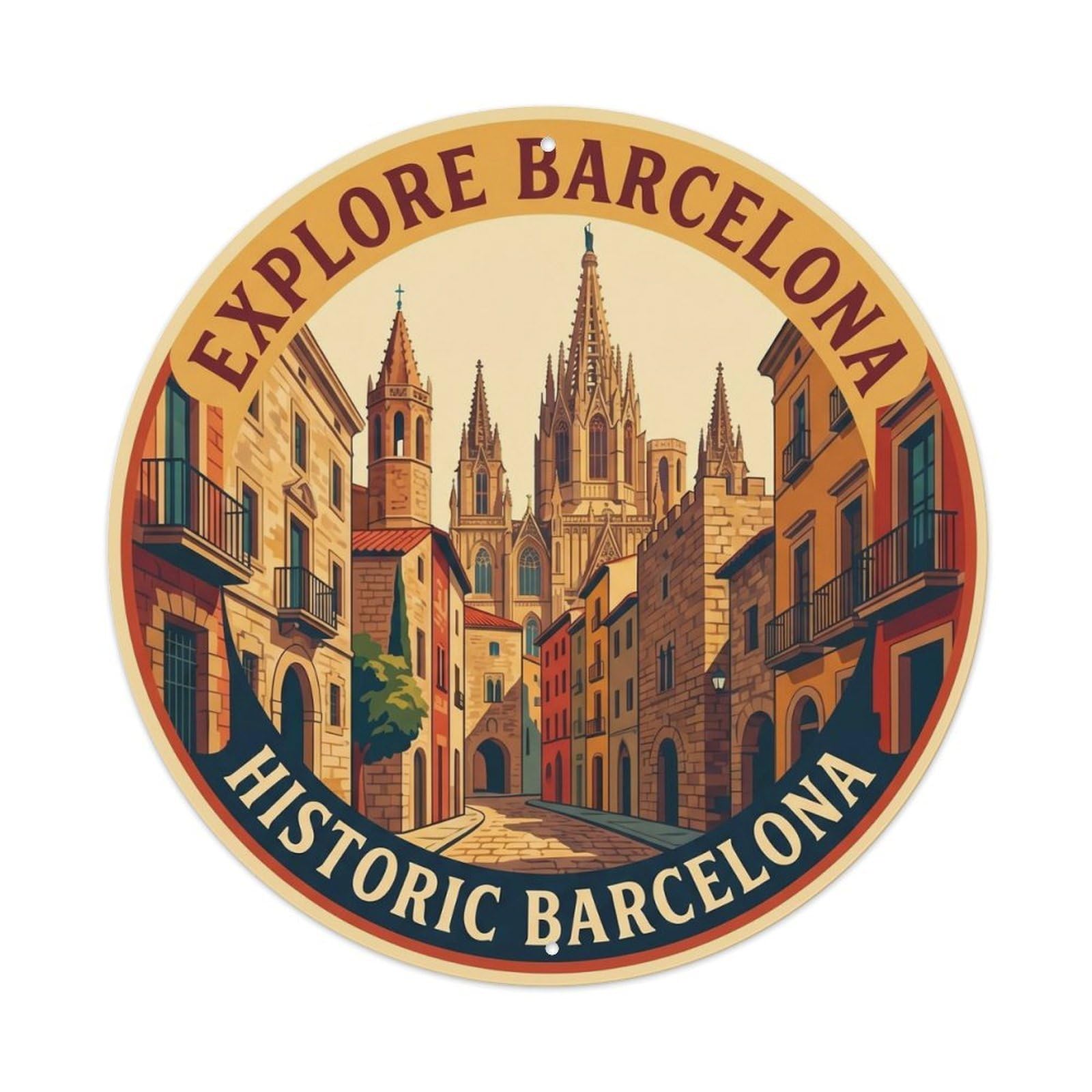 Vintage Travel Gothic Quarter Barcelona Heritage 1 Metal Tin Sign Plaque