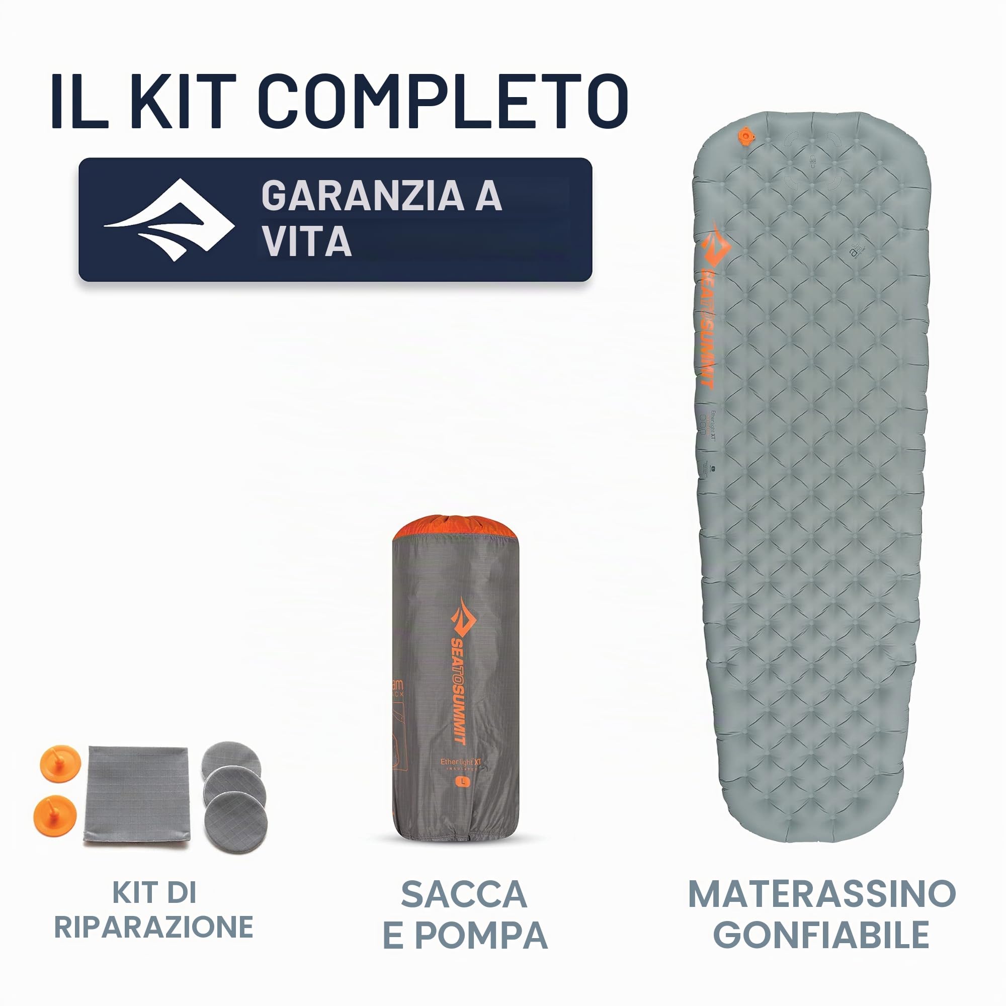 Sea to Summit Colchoneta Hinchable - XT - Ether Light XT Insulated Mat Large Color: grigio chiaro, 198 x 64 cm