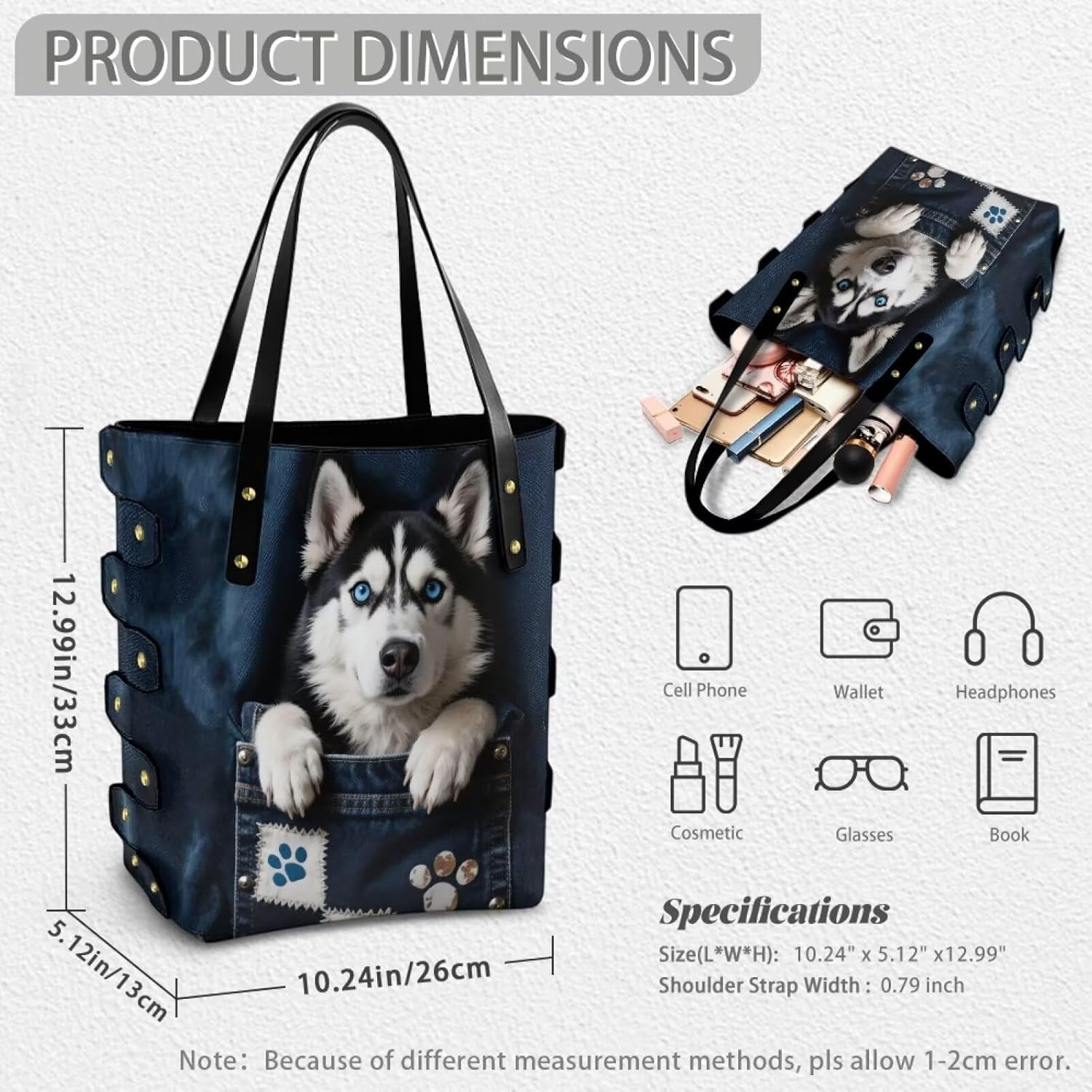 Jeans Pocket Animal DIY Bucket Bag for Women Novely Art PU Leather Shoulder Handbags Tote Bag for Shopping Travel