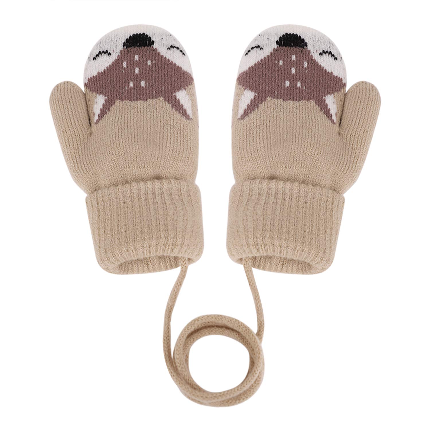 iEasey Leuke Beer Baby Peuter Winter Warme Wanten Op String Kinderen Koud Weer Fleece Gebreide Handschoenen Ski Sneeuw Insualted Handschoenen Voor Baby Meisjes Jongens 0-3 Jaar Gift, Bear-Donkerblauw