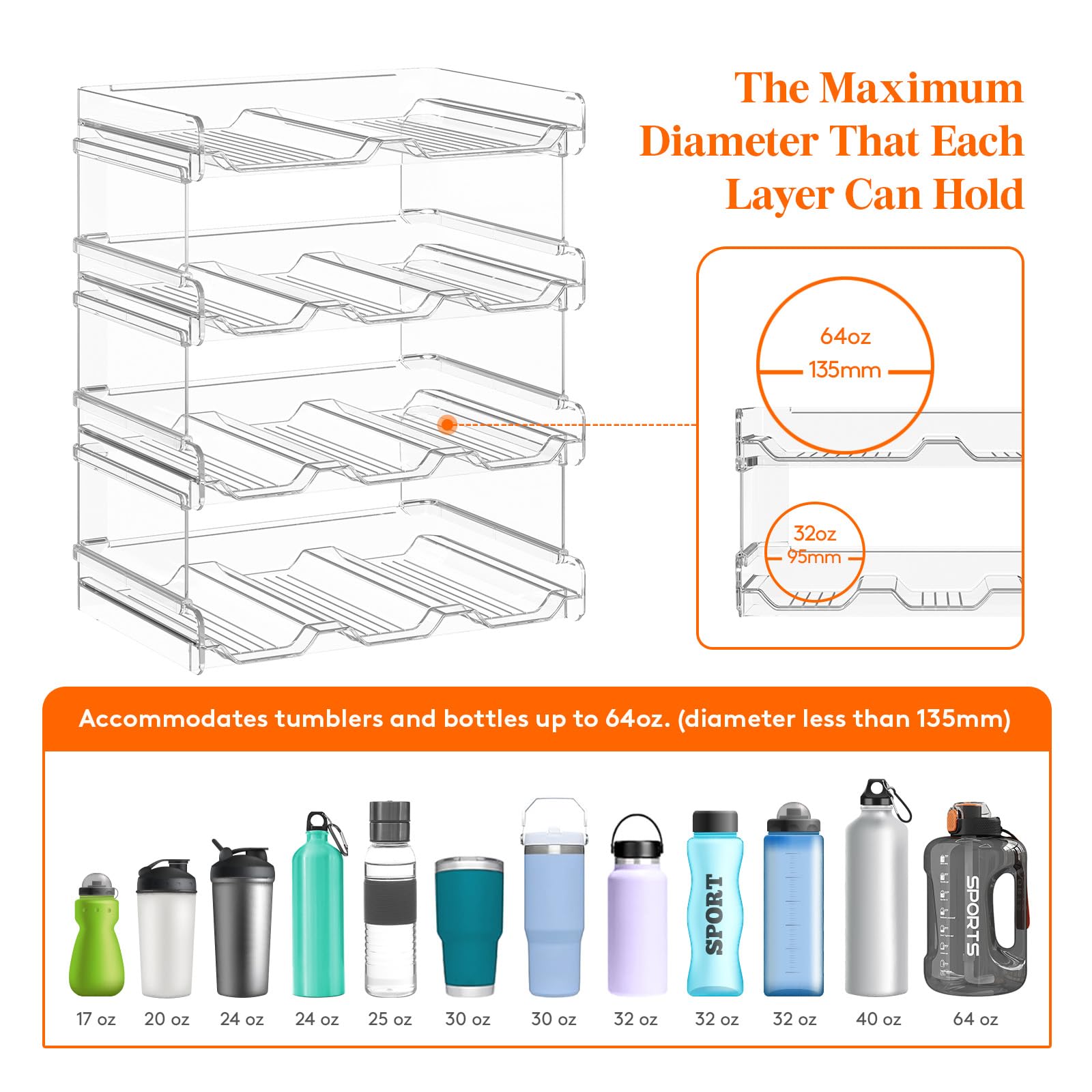 Snapklik.com : 4 Tier Stackable Water Bottle Organizer For Cabinet ...