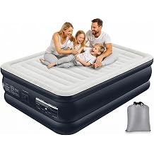 KINGJERRY Queen Air Mattress with Built-in Pump, 800 lbs Heavy-Duty Support | 18" Raised Comfort, Multi-Layer Leakproof, Fast 3-Min Inflation Blow Up Bed for Home, Guests, Camping