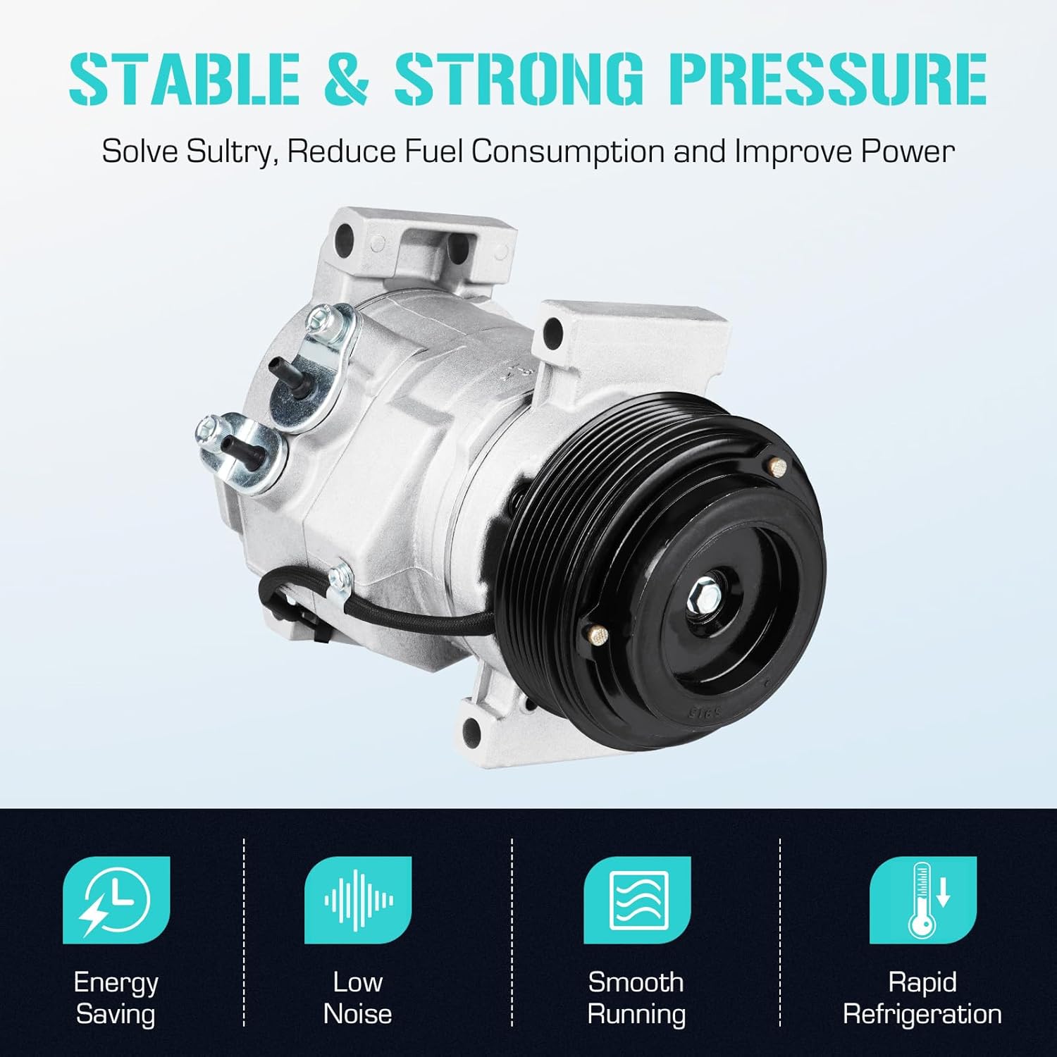 AC Compressor with A/C Clutch Compatible with Chevrolet Express 1500 4.3L, Express 2500 3500 6.6L 2008 2009, Fit for GMC Savana 1500 4.3L 5.3L/ Savana 2500 4.8L 6.0L 2008-2009, ‎CO 28000C