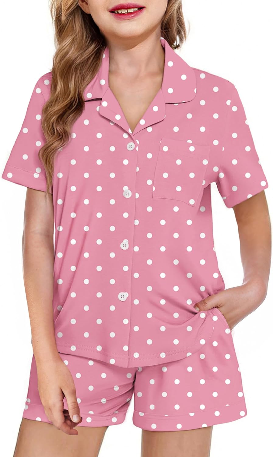 Arshiner Girls Pajamas Summer Outfit Kids Shorts Sets Button Down Loungewear Pjs