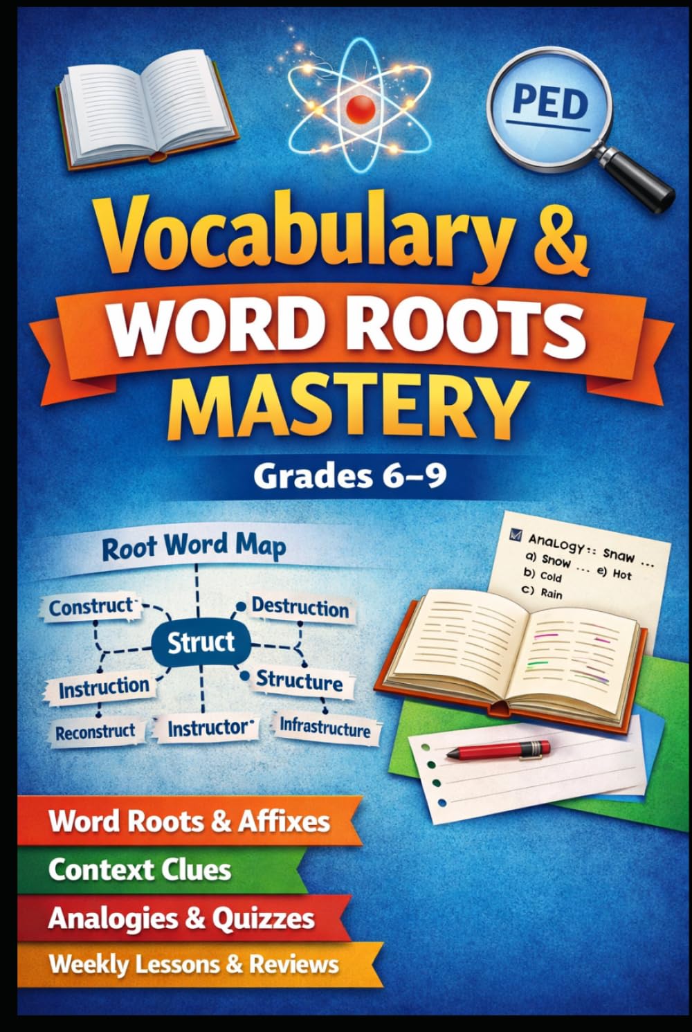 VOCABULARY & WORD ROOTS MASTERY Grades 6–9: Greek & Latin Roots • Prefixes & Suffixes • Context Clues Analogies • Weekly Practice • Cumulative Reviews