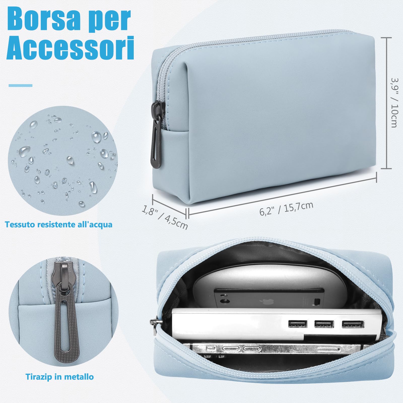 HYZUO 15-16 Pollici Custodie per PC Portatile Borsa con Funzione Stand Compatibile con MacBook Pro 16 M3/M2/M1 Pro/Max A2991 A2780 A2485 A2141 2024-2019, XPS 15, MacBook Pro 15 2015-2012, Blu Pallido